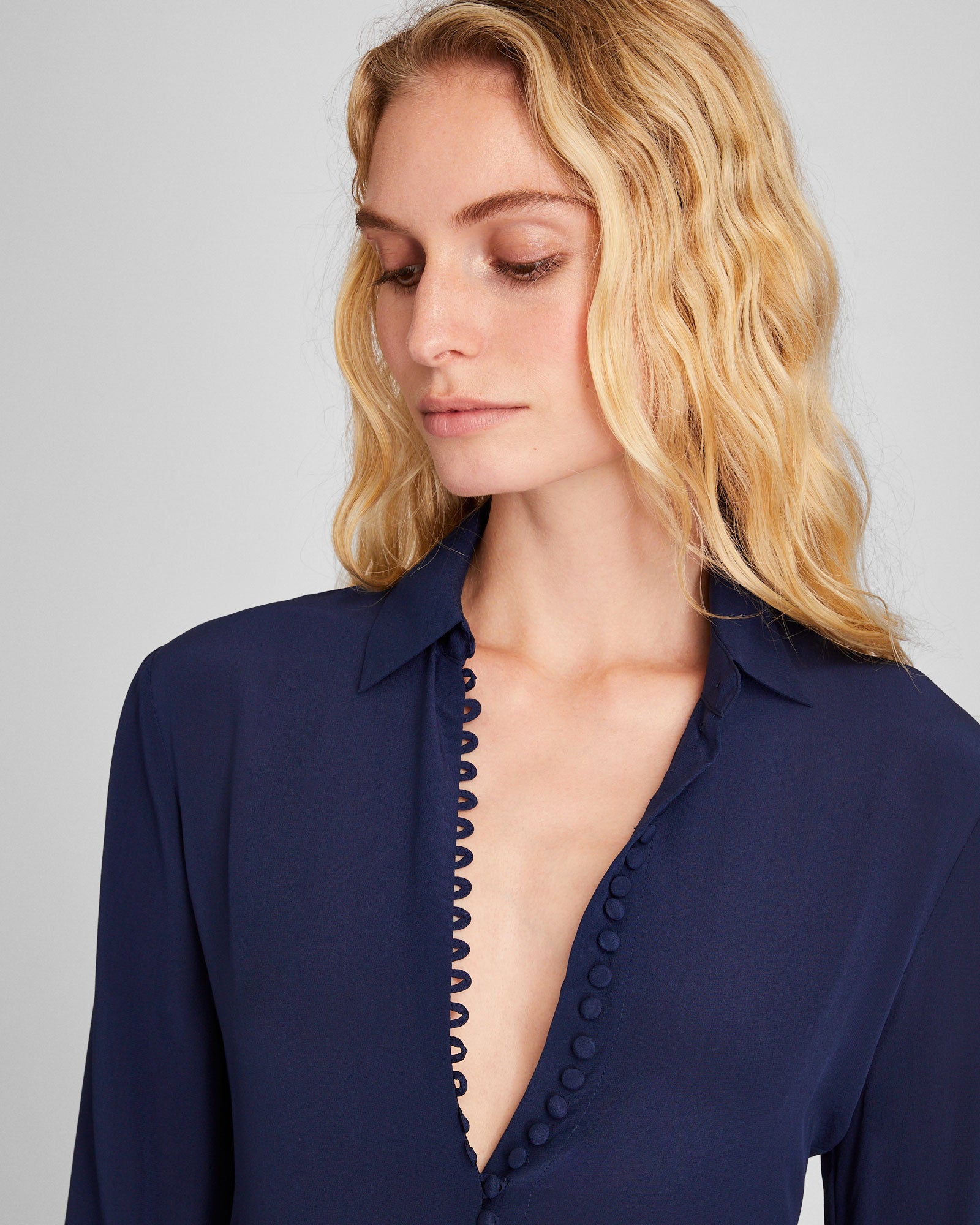 CLUB MONACO - Helek Silk Shirt - Navy