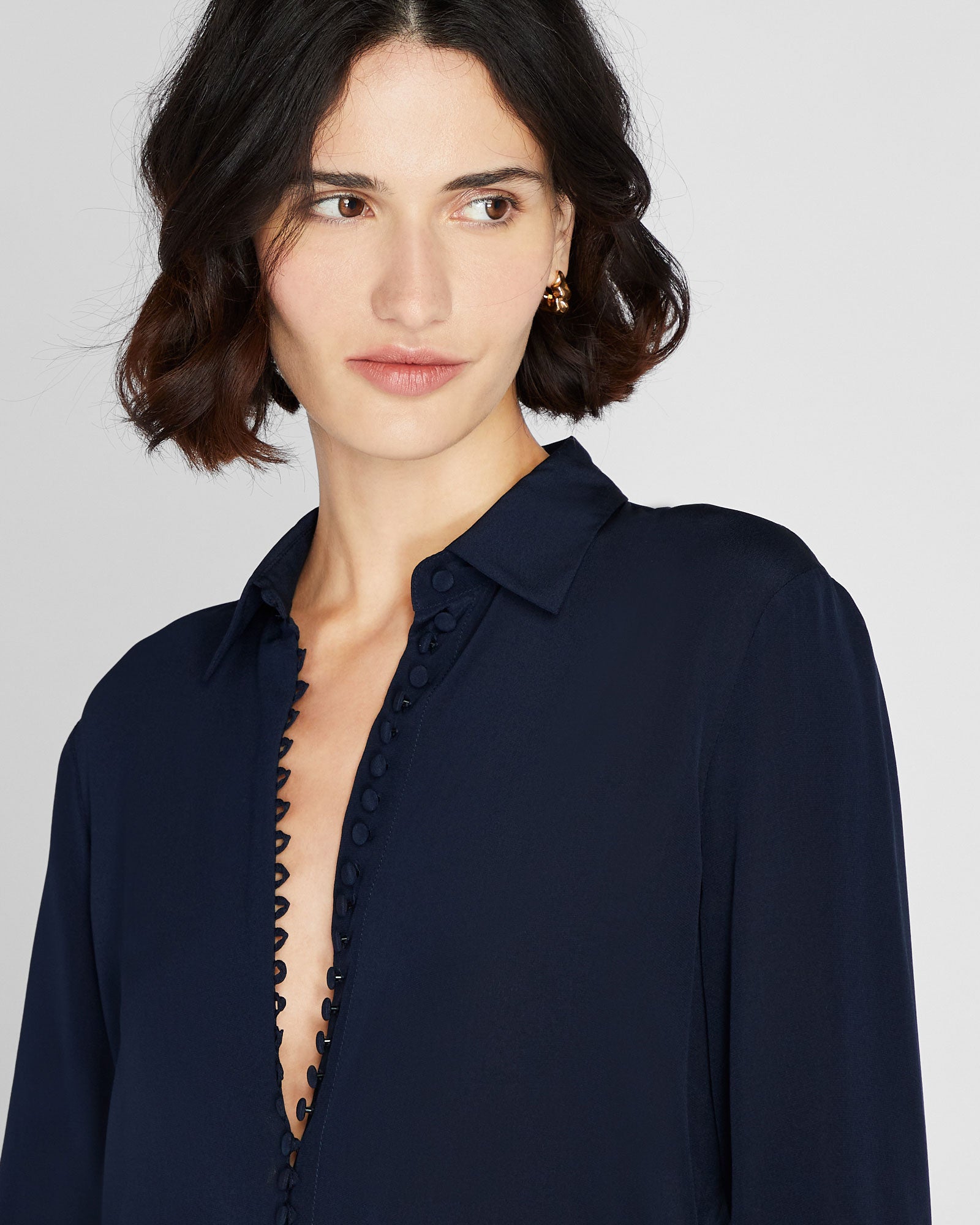 CLUB MONACO - Helek Silk Shirt - Dark Navy