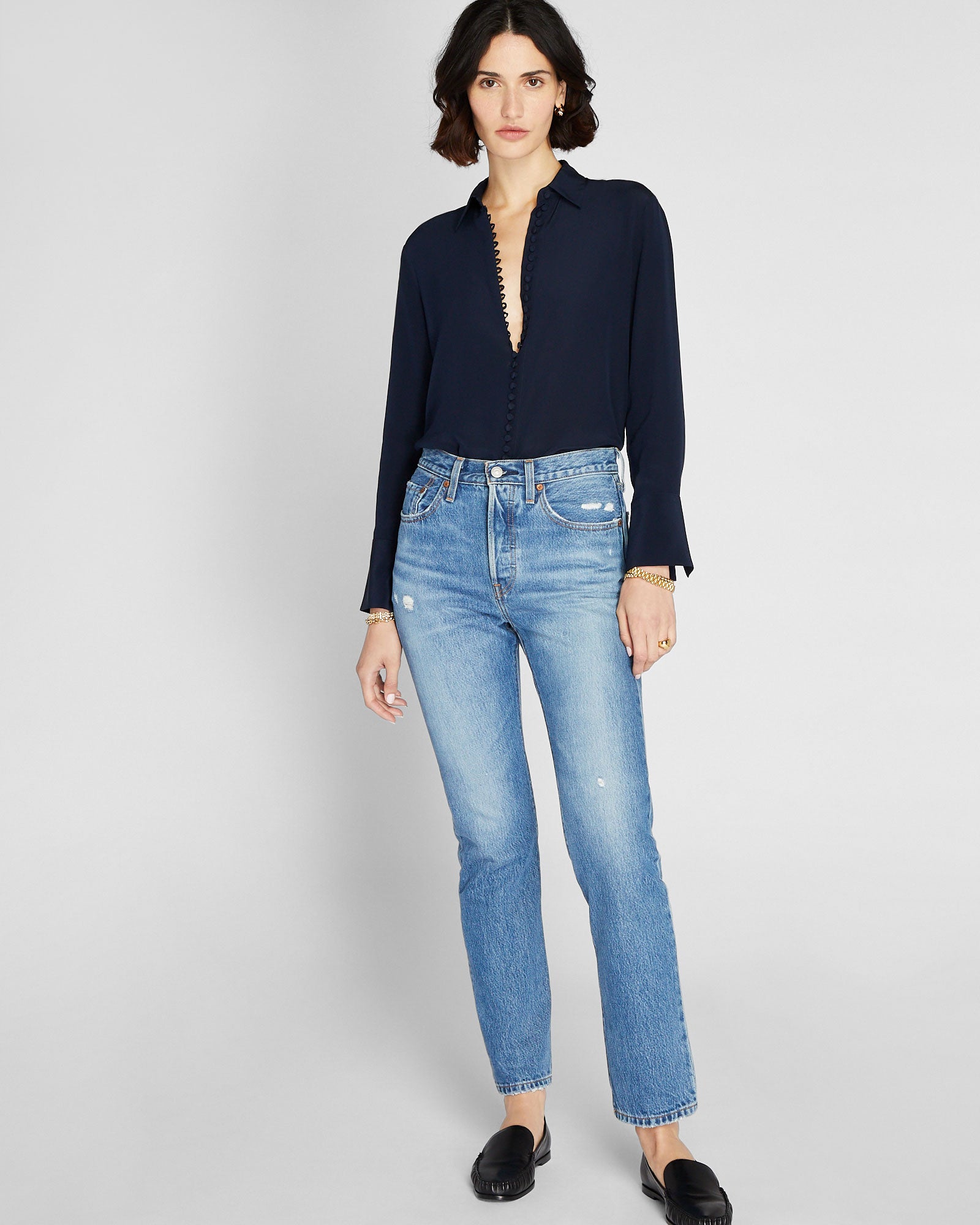 CLUB MONACO - Helek Silk Shirt - Dark Navy