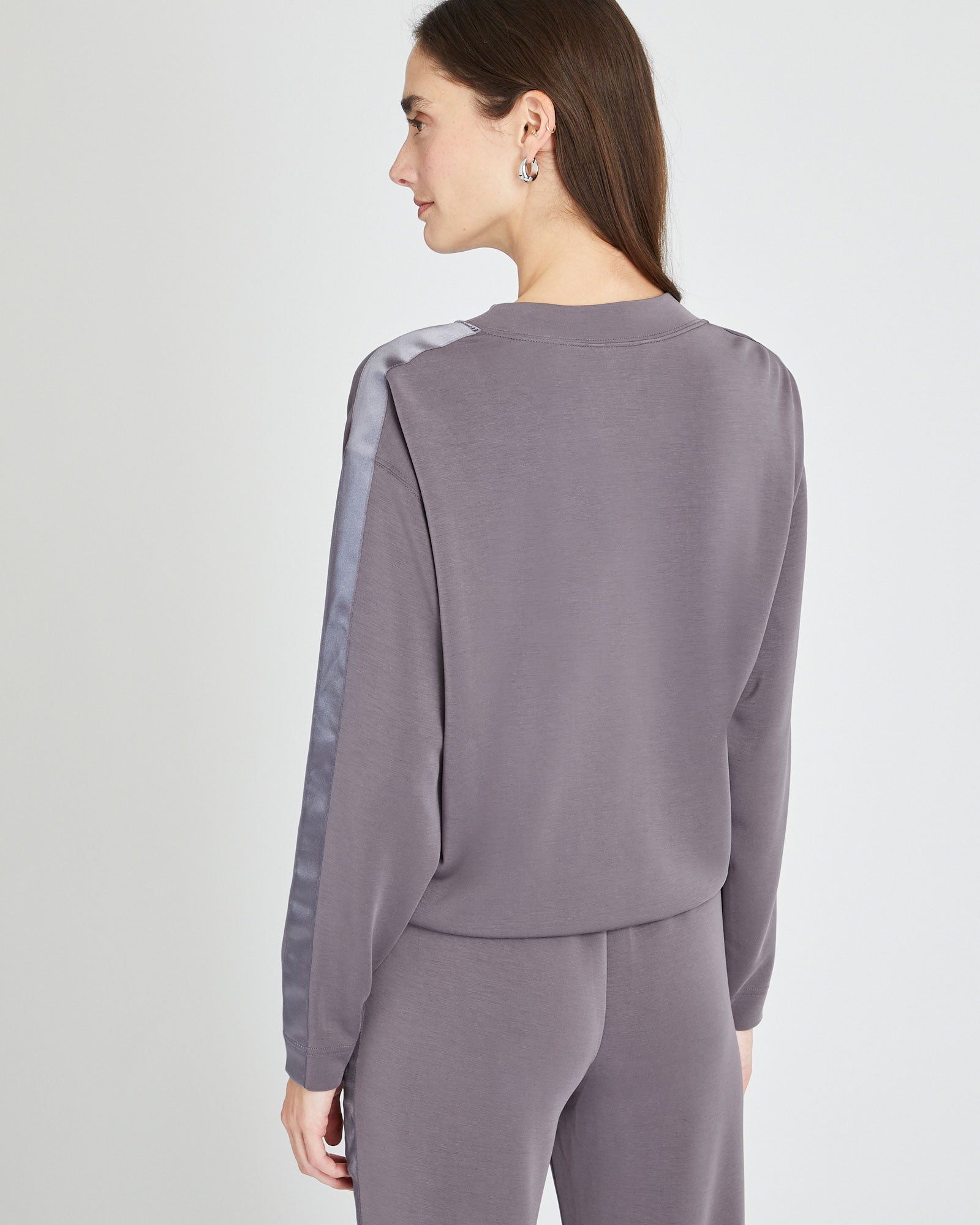 CLUB MONACO - Satin Stripe Sweatshirt - Brown
