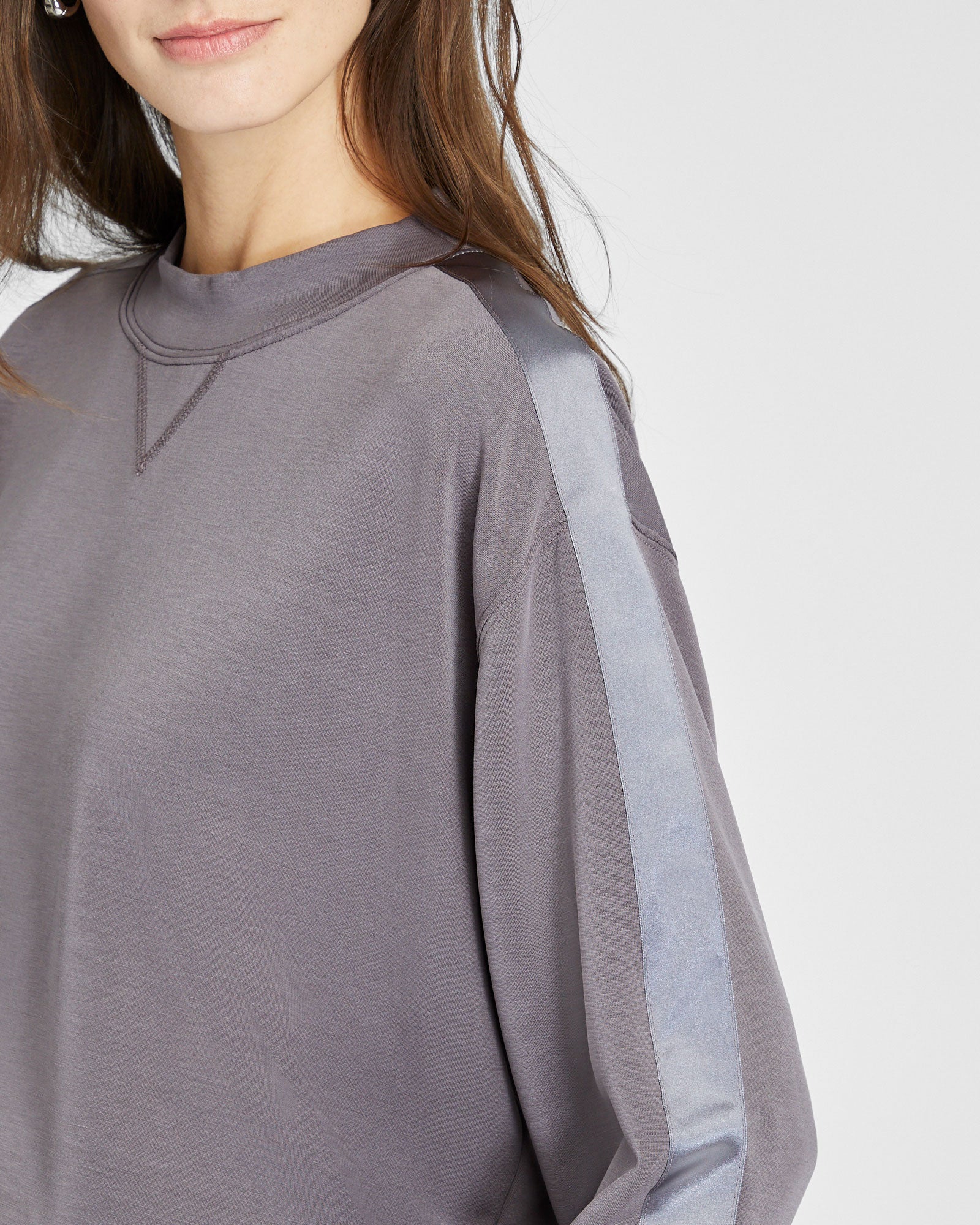 CLUB MONACO - Satin Stripe Sweatshirt - Brown