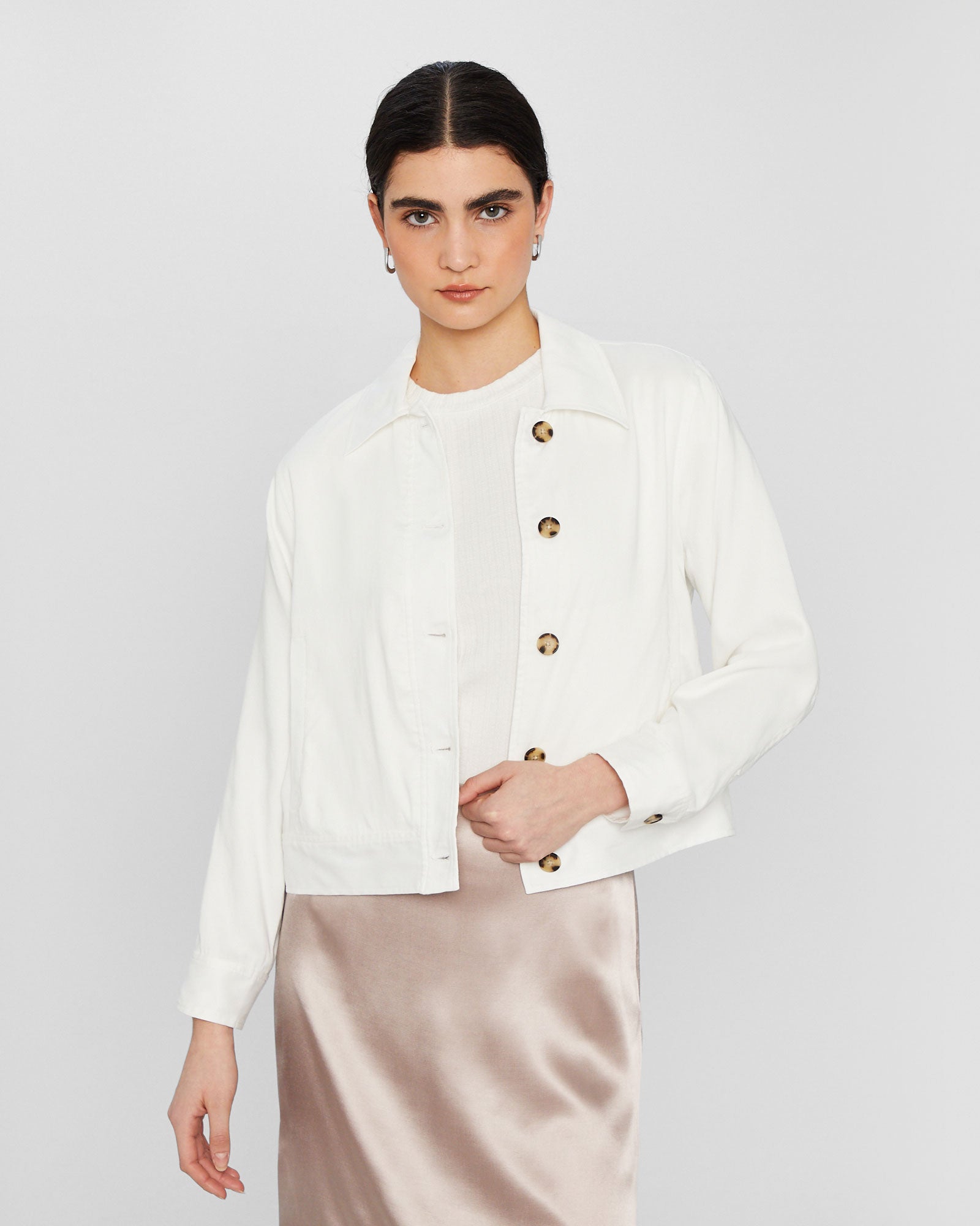 CLUB MONACO - Button Shirt Jacket - White