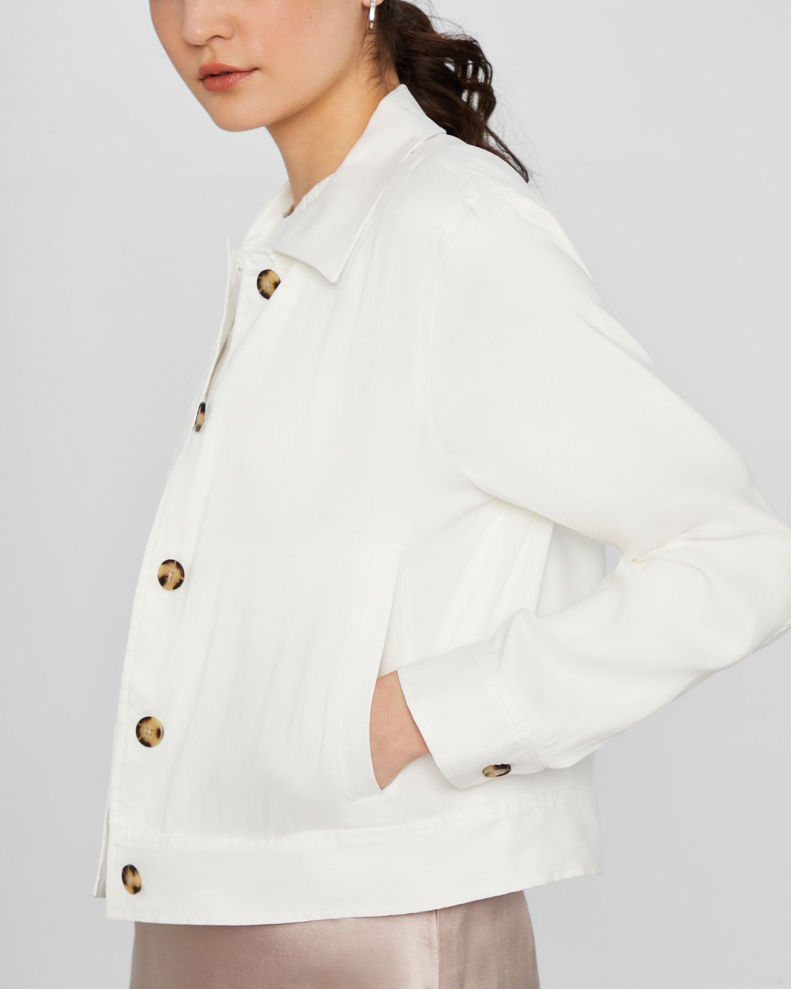 CLUB MONACO - Button Shirt Jacket - White