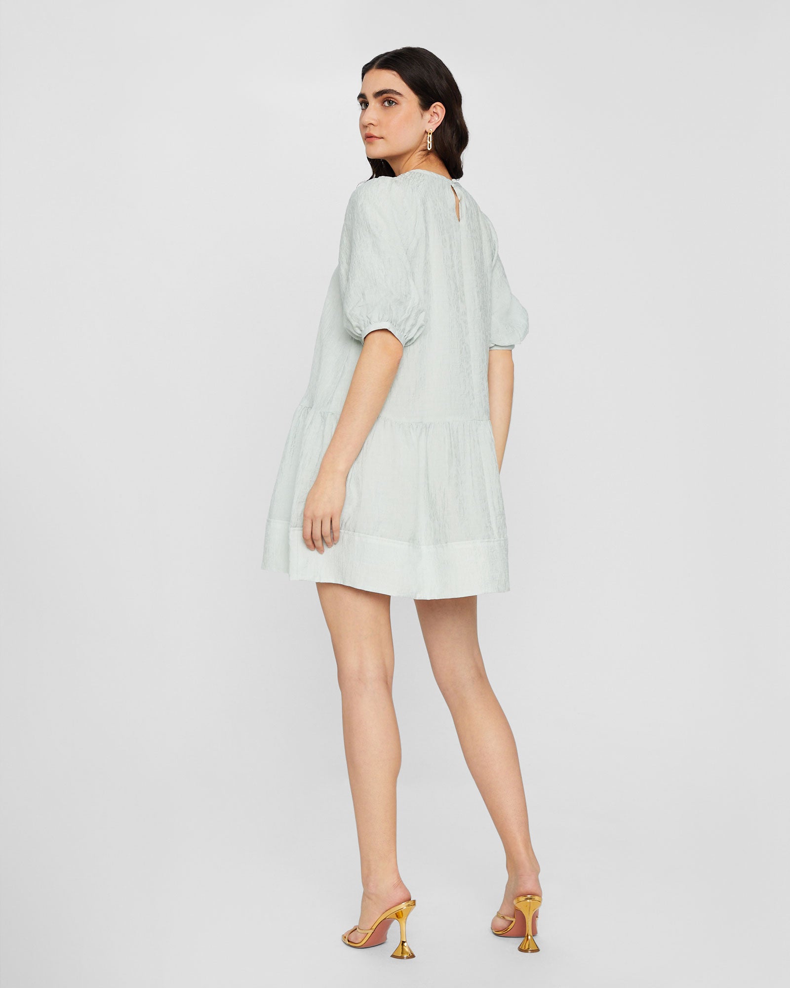 CLUB MONACO - Tiered Cloud Mini Dress - Stripe - Orange