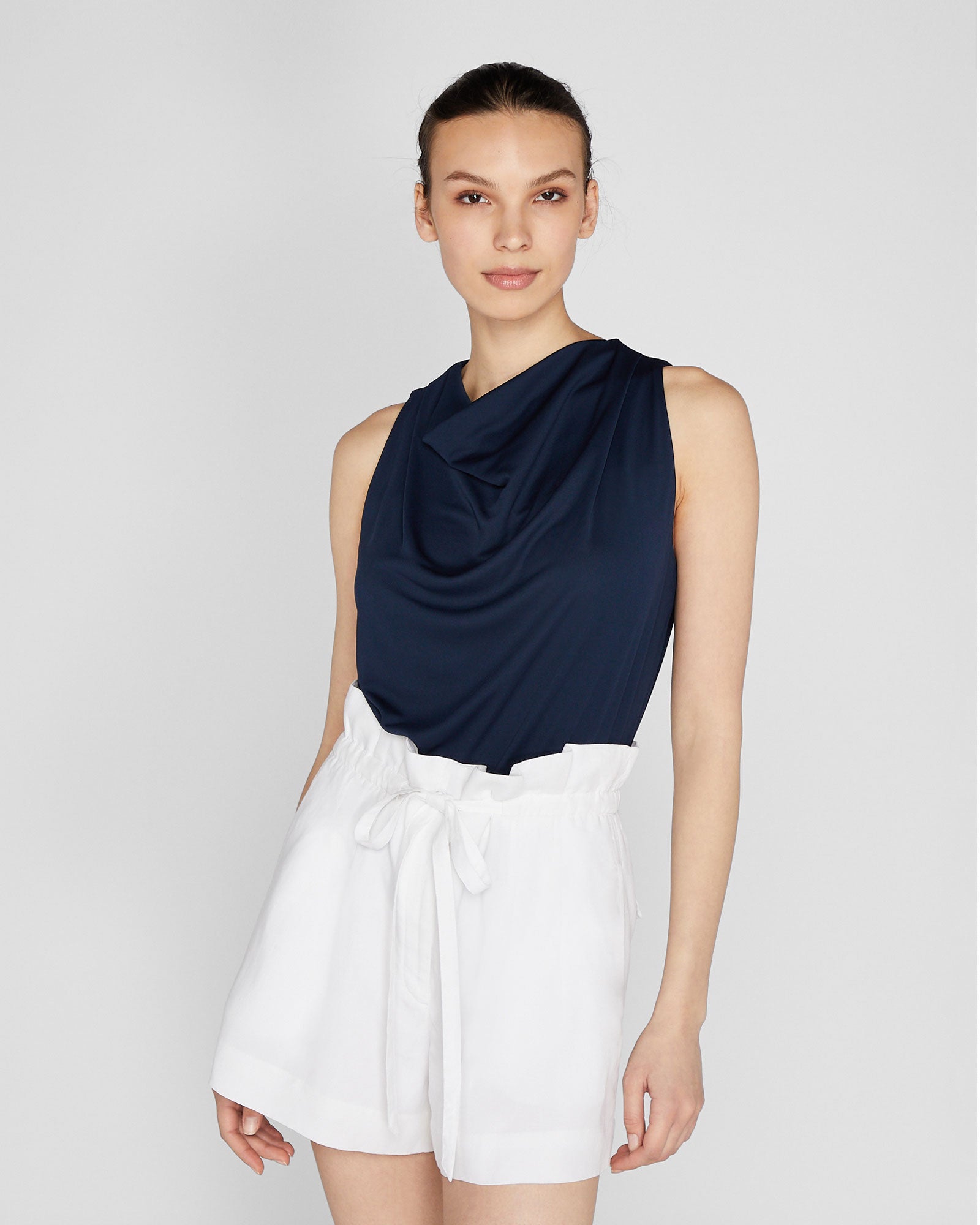 CLUB MONACO - Romantic Jersey Top - Navy