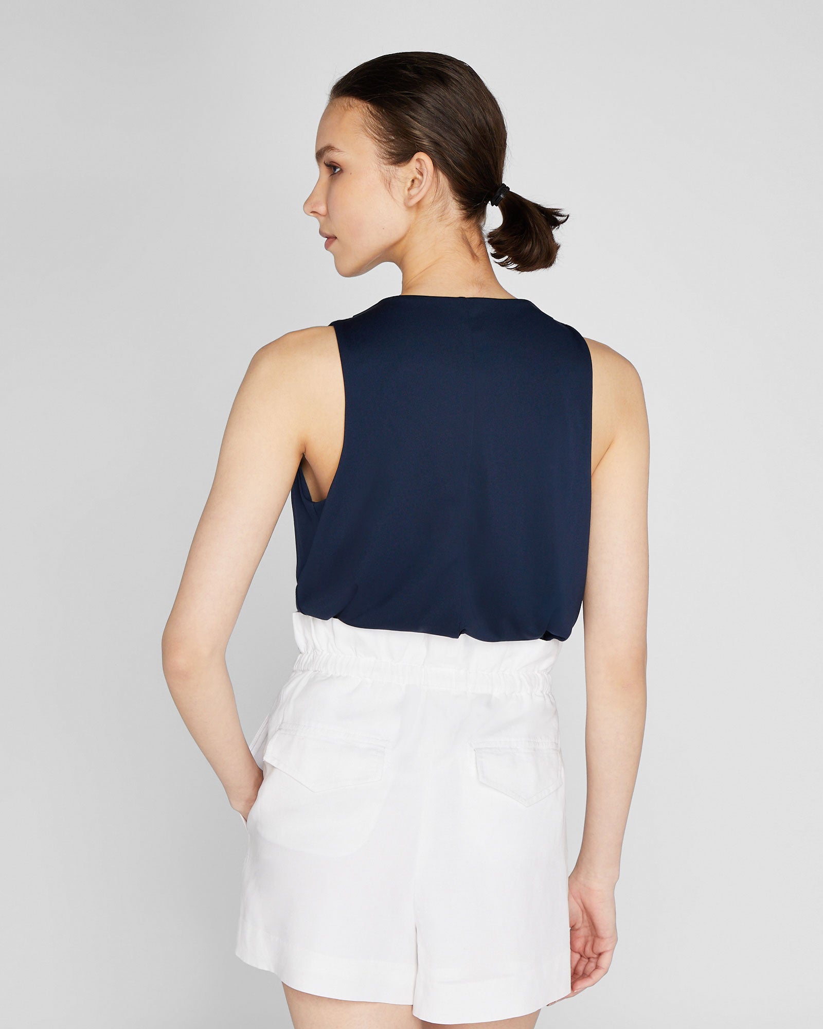 CLUB MONACO - Romantic Jersey Top - Navy