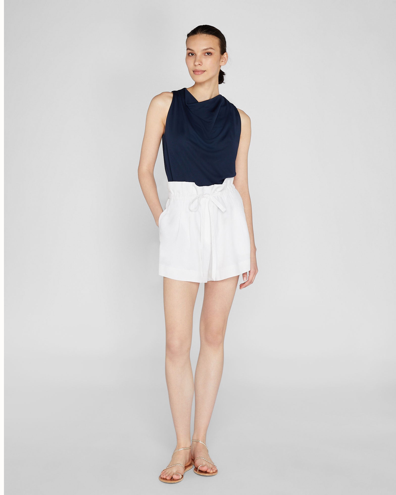 CLUB MONACO - Romantic Jersey Top - Navy