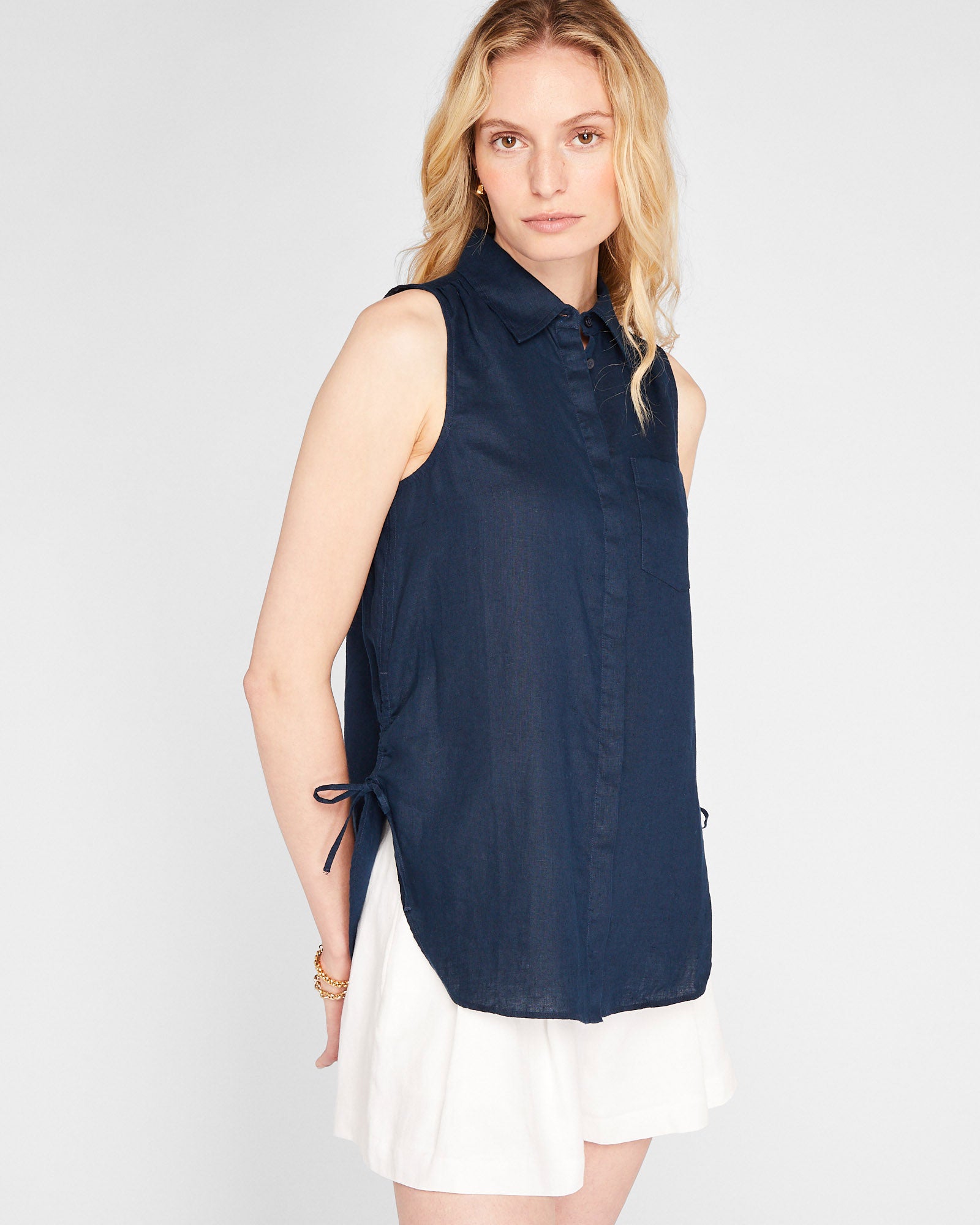 CLUB MONACO - Tunique en lin - Marine