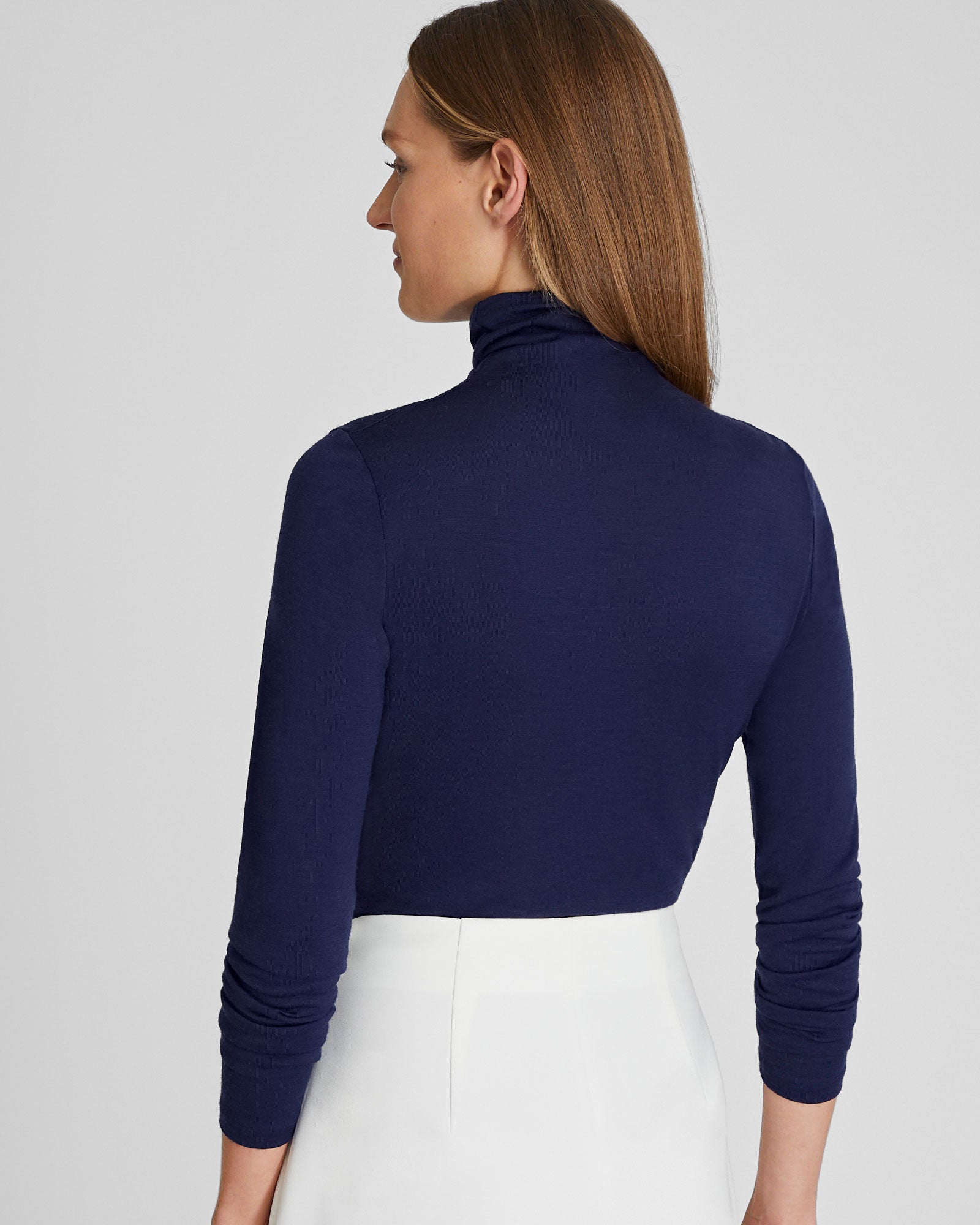 CLUB MONACO - Julianna Wool Blend Turtleneck - Navy
