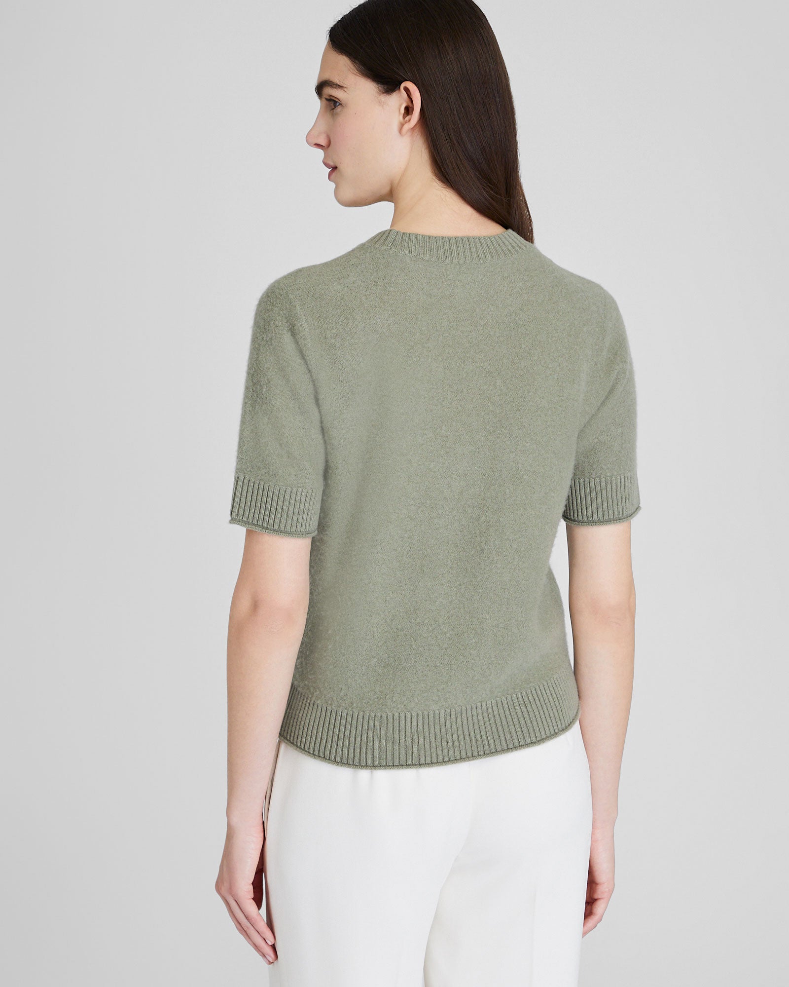 CLUB MONACO - Short Sleeve Boiled Cashmere Tee - Sage