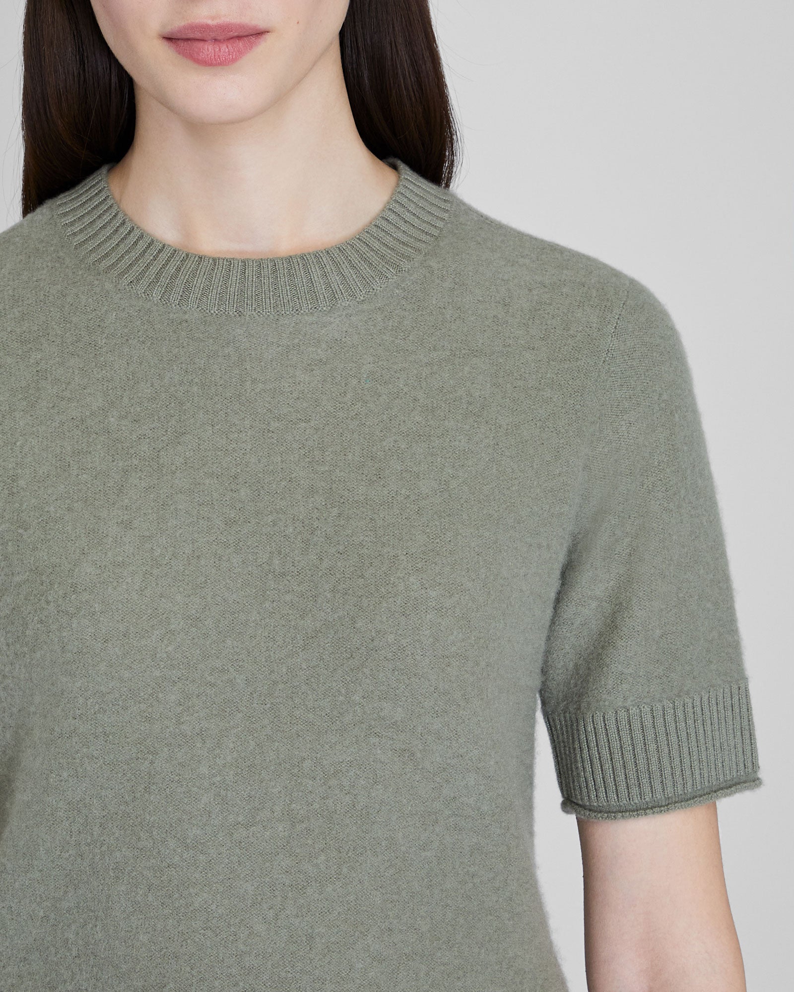 CLUB MONACO - Short Sleeve Boiled Cashmere Tee - Sage