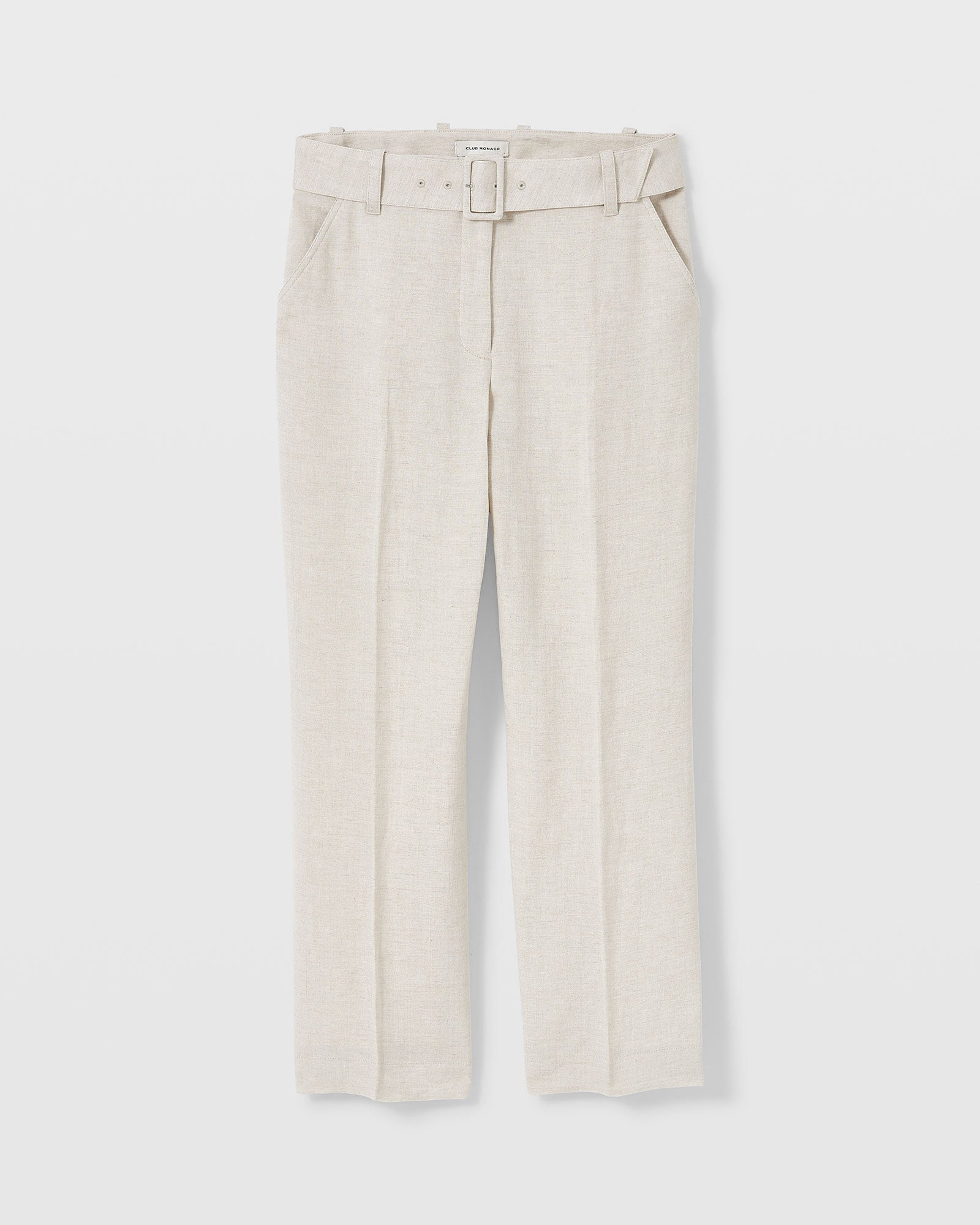 CLUB MONACO - Pantalon en lin avec ceinture - Graine de lin