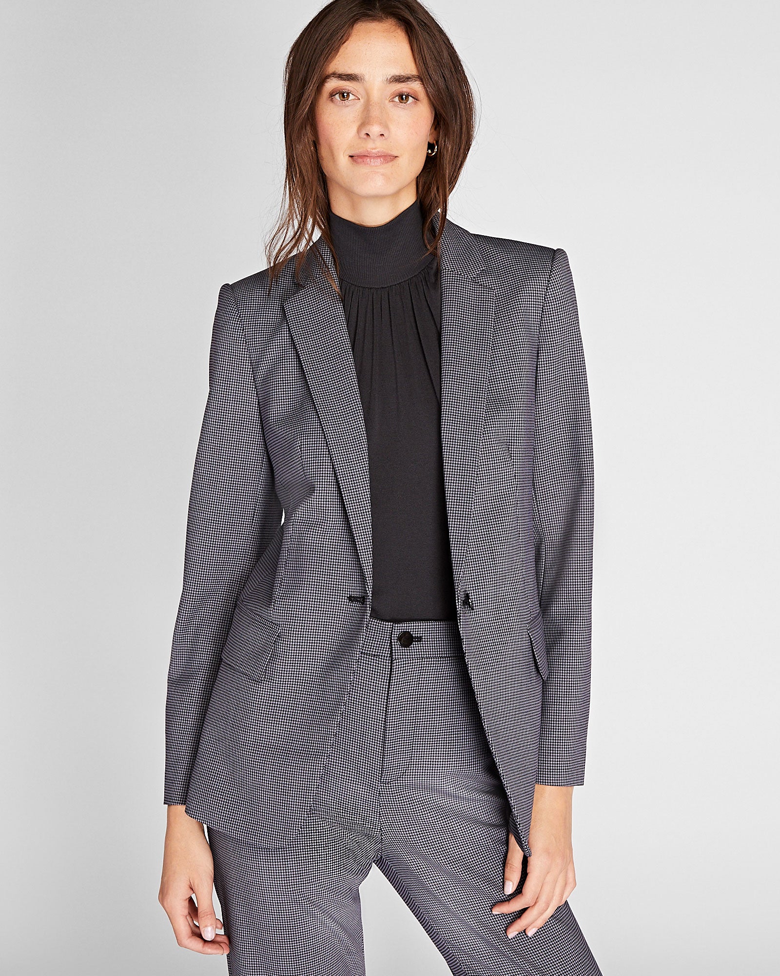 CLUB MONACO - Houndstooth Borrem Blazer - Black Mix