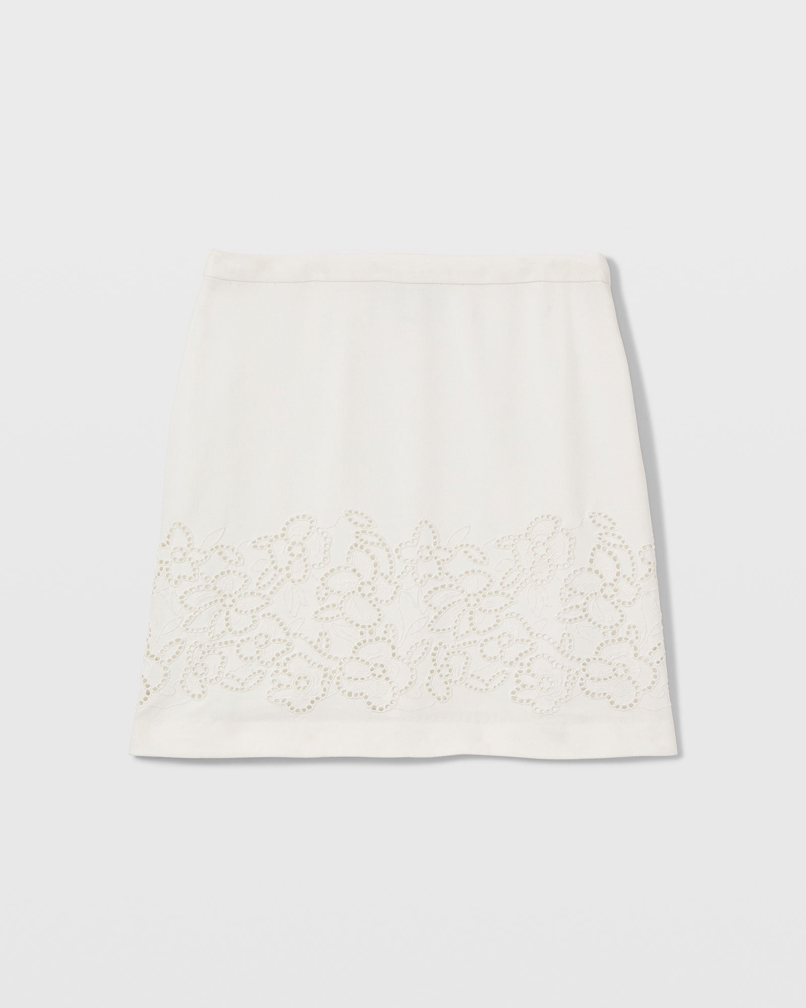 CLUB MONACO - Embroidered Eyelet Mini Skirt - White