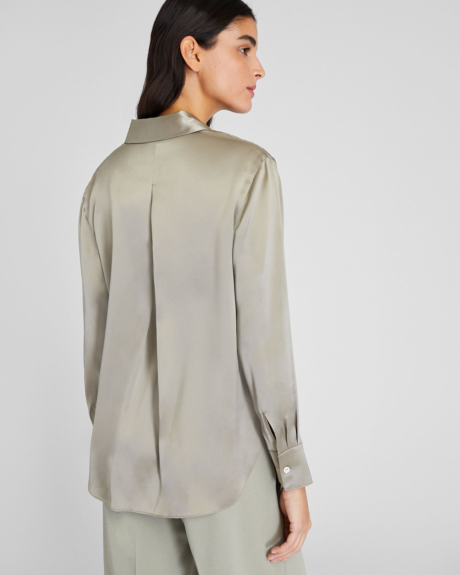 CLUB MONACO - Silk Charmeuse Button-Down Shirt - Oak