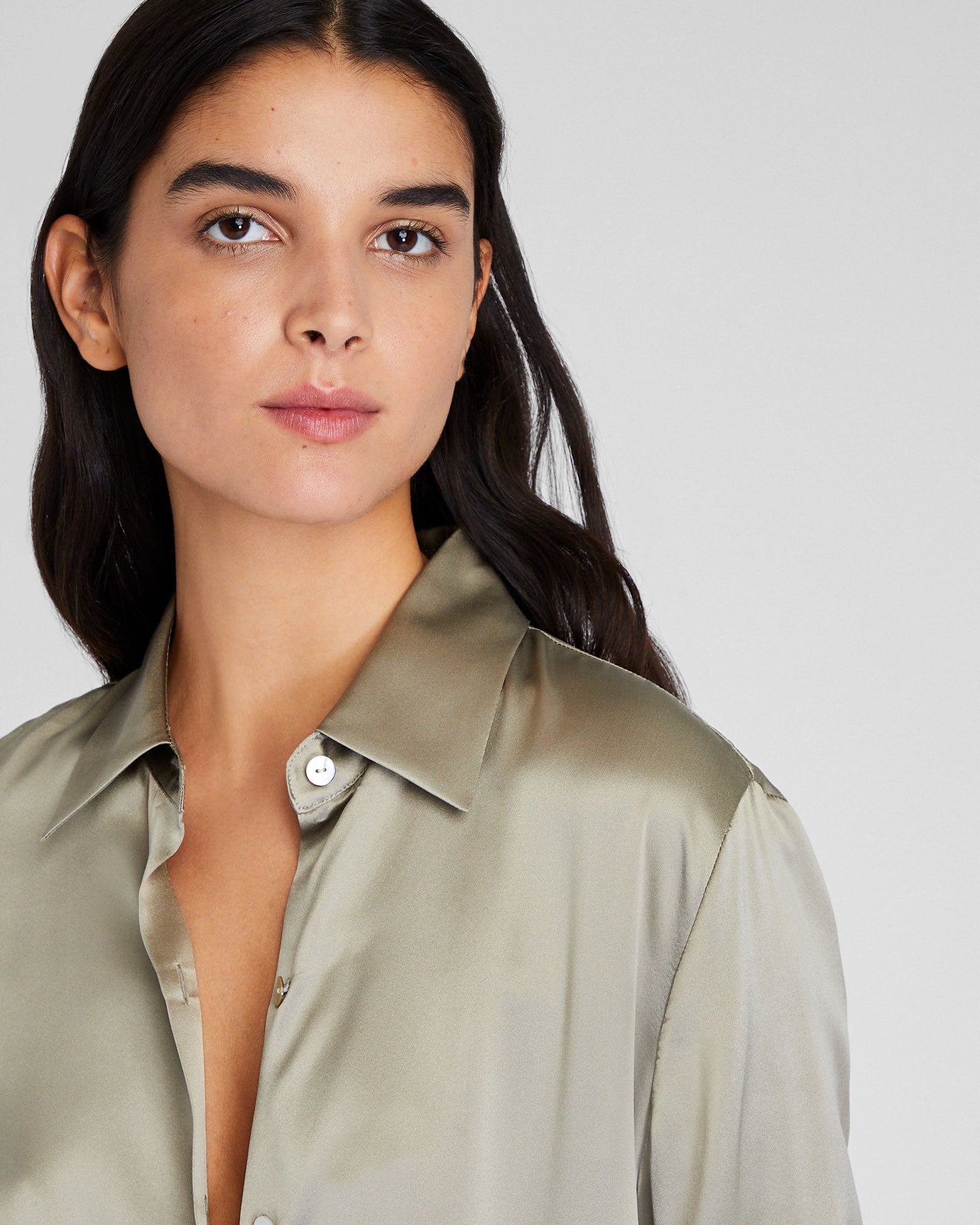 CLUB MONACO - Silk Charmeuse Button-Down Shirt - Oak