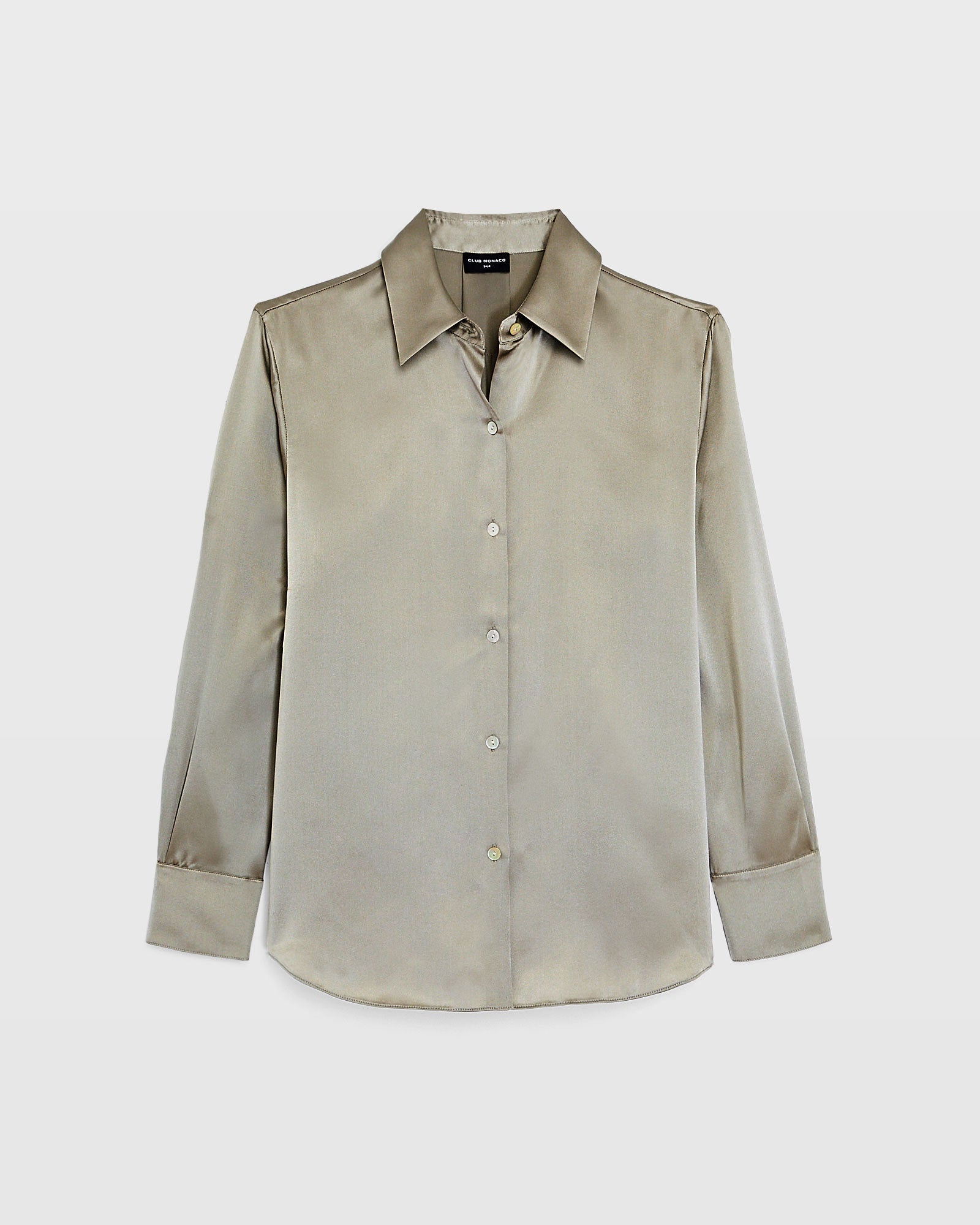 CLUB MONACO - Silk Charmeuse Button-Down Shirt - Oak