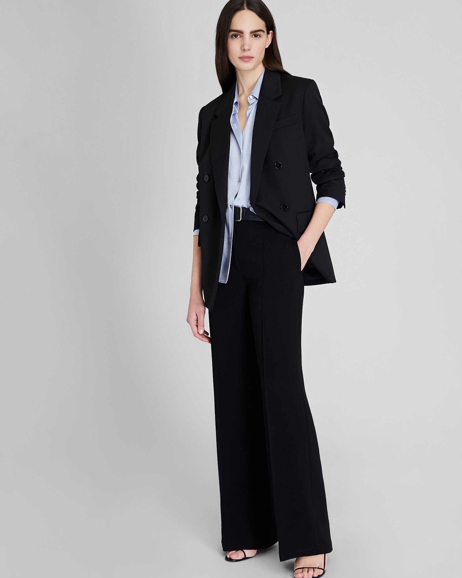 CLUB MONACO - Silk Charmeuse Button-Down Shirt - Light Blue
