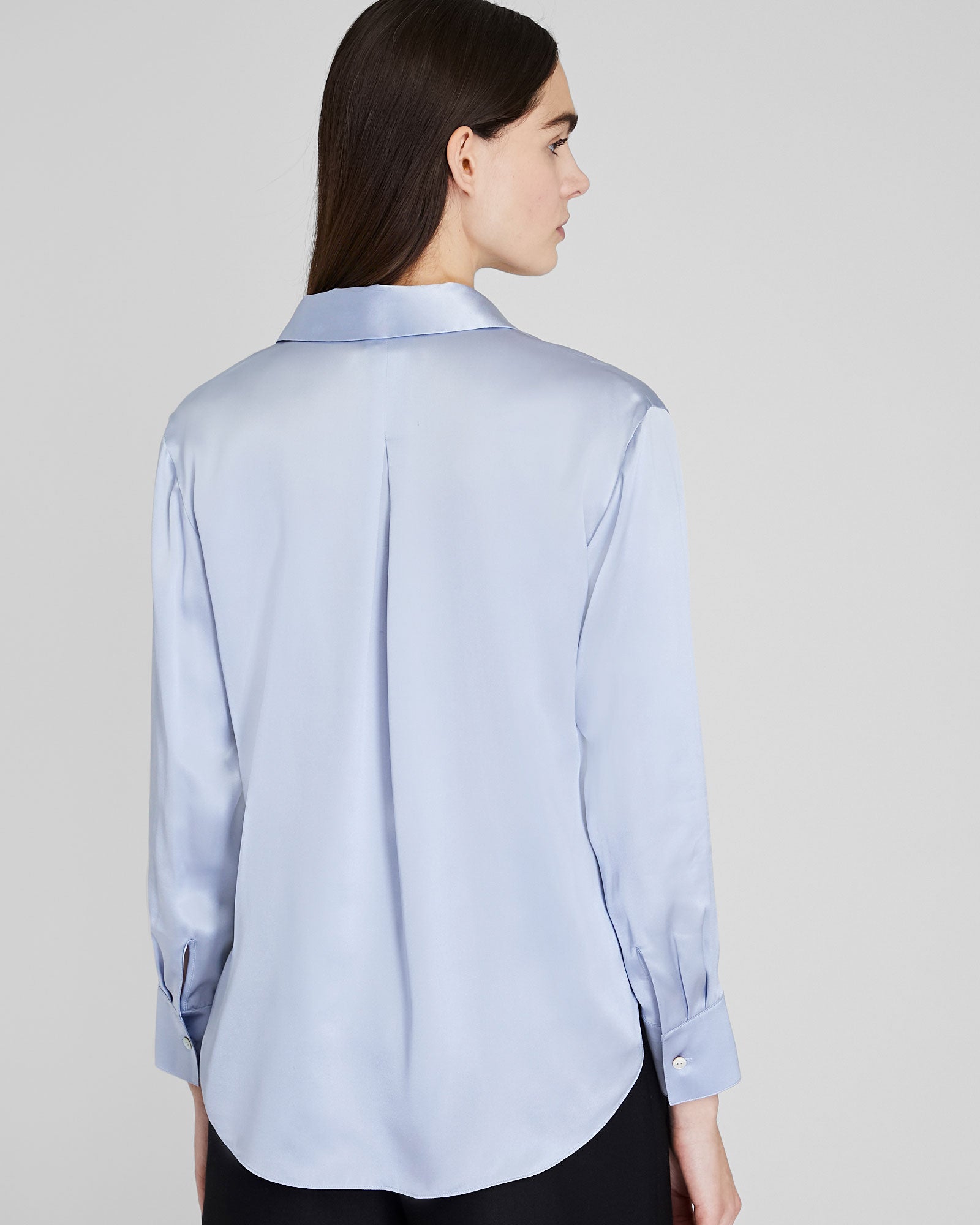 CLUB MONACO - Silk Charmeuse Button-Down Shirt - Light Blue