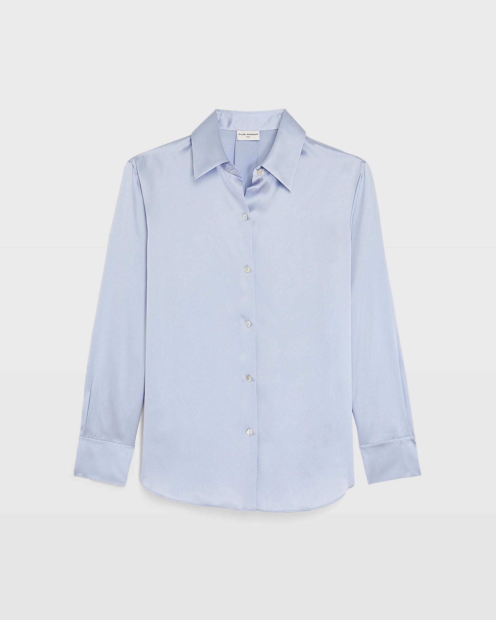 CLUB MONACO - Silk Charmeuse Button-Down Shirt - Light Blue