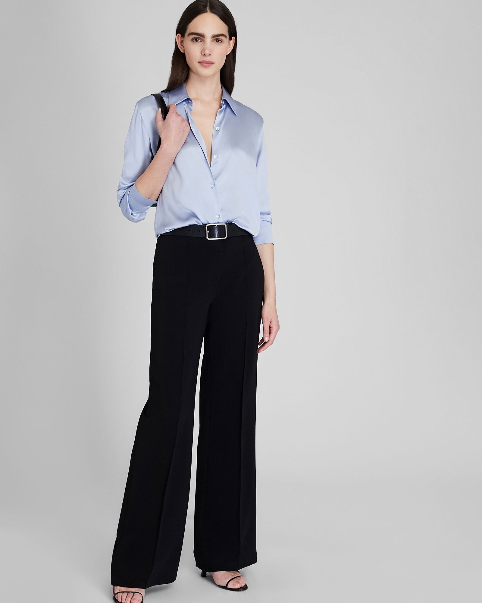 CLUB MONACO - Silk Charmeuse Button-Down Shirt - Light Blue