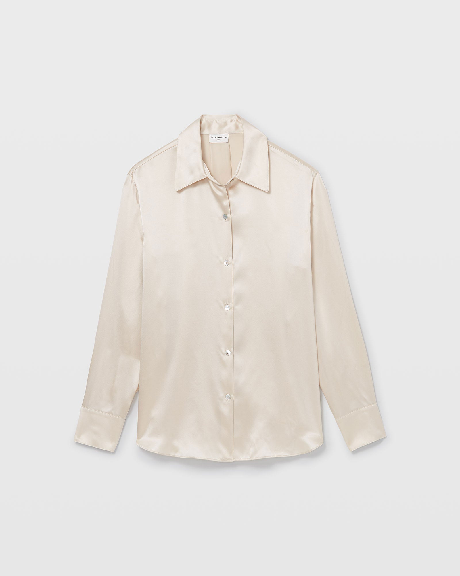 CLUB MONACO - Silk Charmeuse Button-Down Shirt - Pale Pink