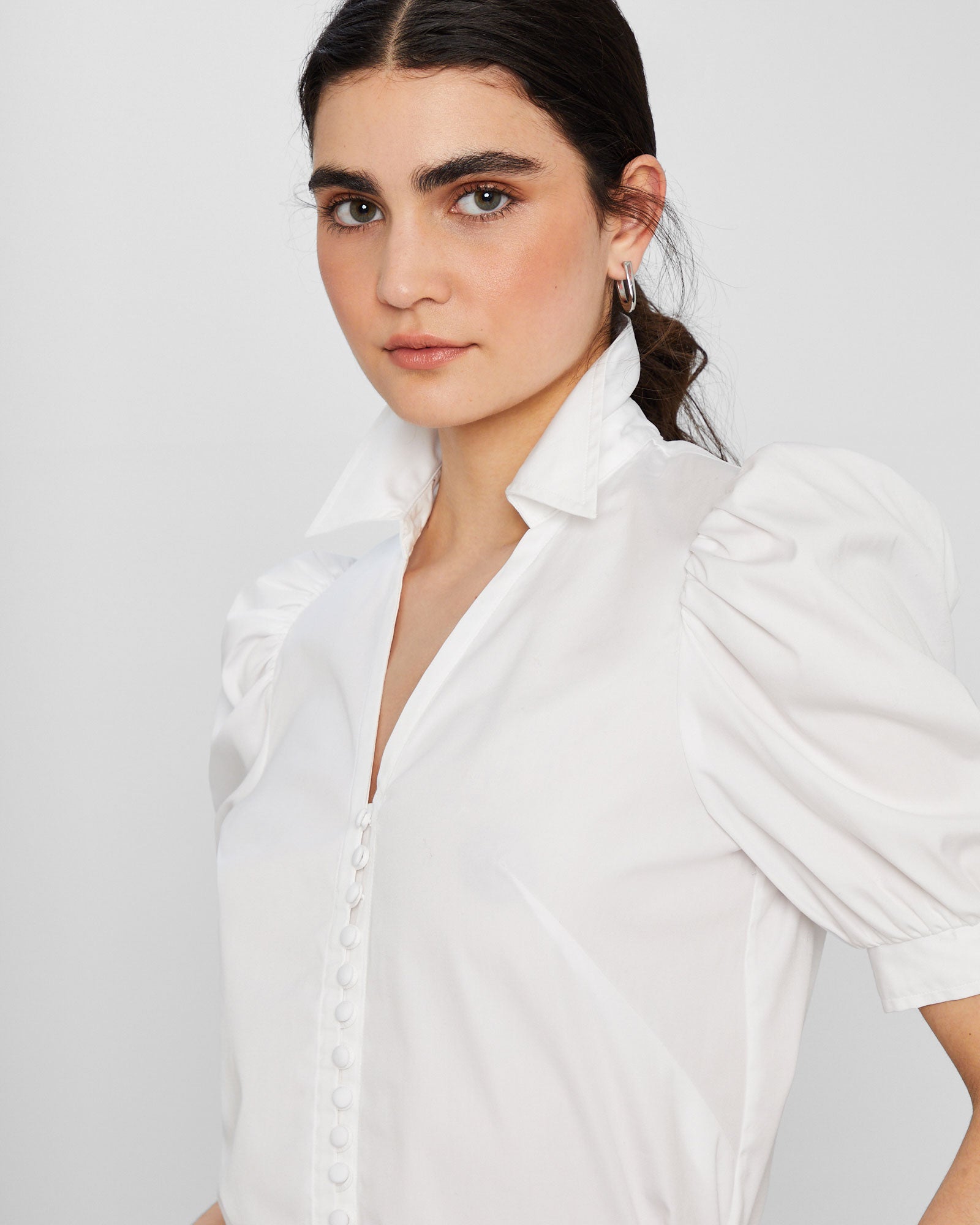 CLUB MONACO - Chemise à manches bouffantes - Blanc