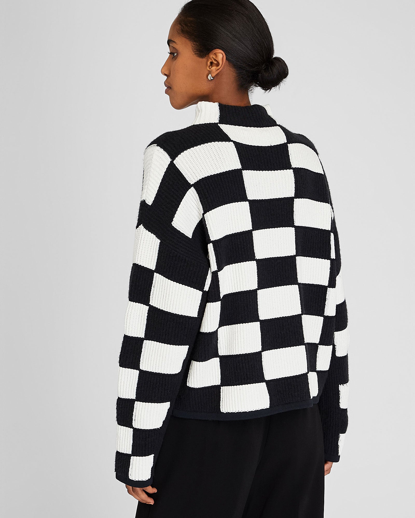 CLUB MONACO - Patchwork Funnel Sweater - Black