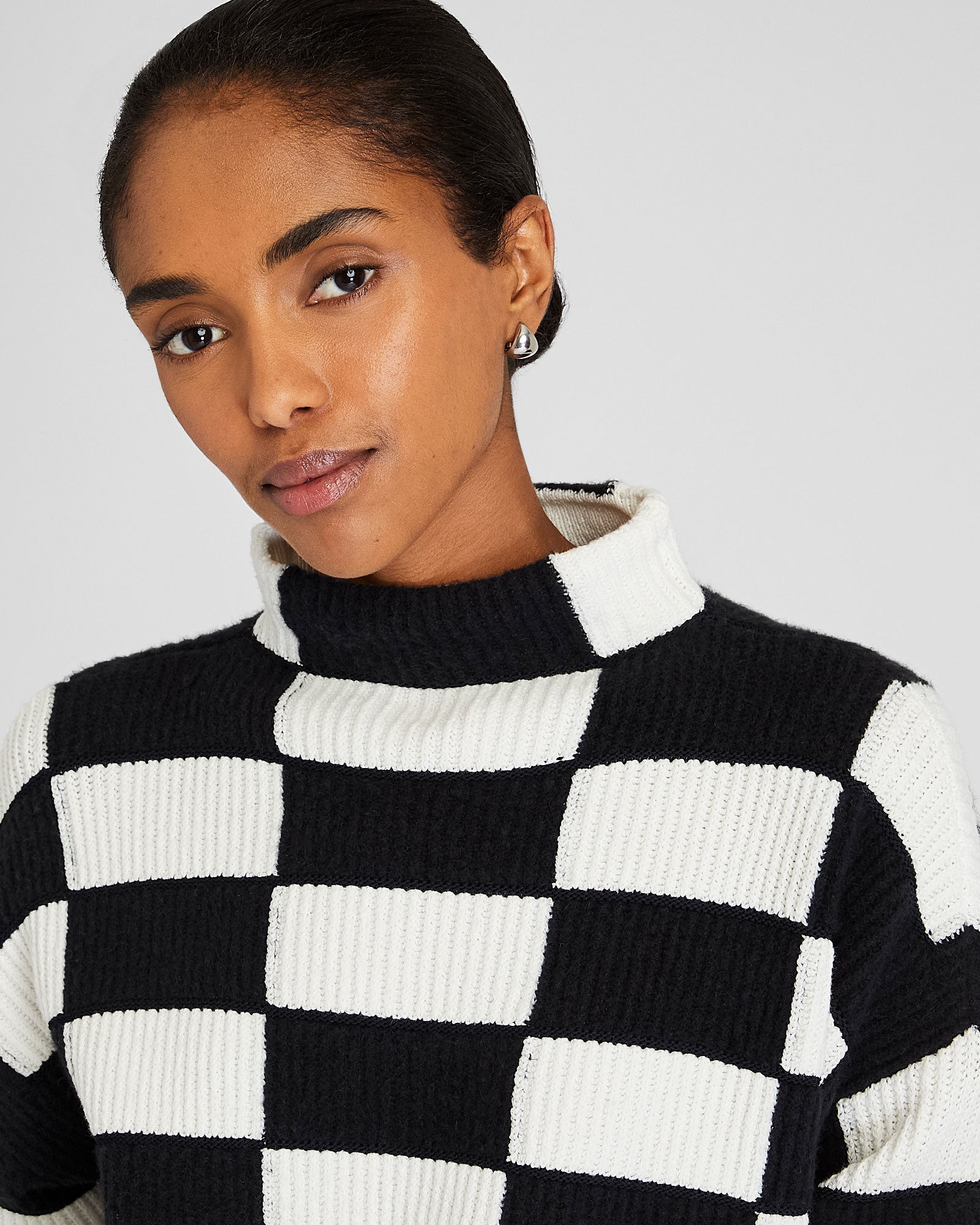 CLUB MONACO - Patchwork Funnel Sweater - Black