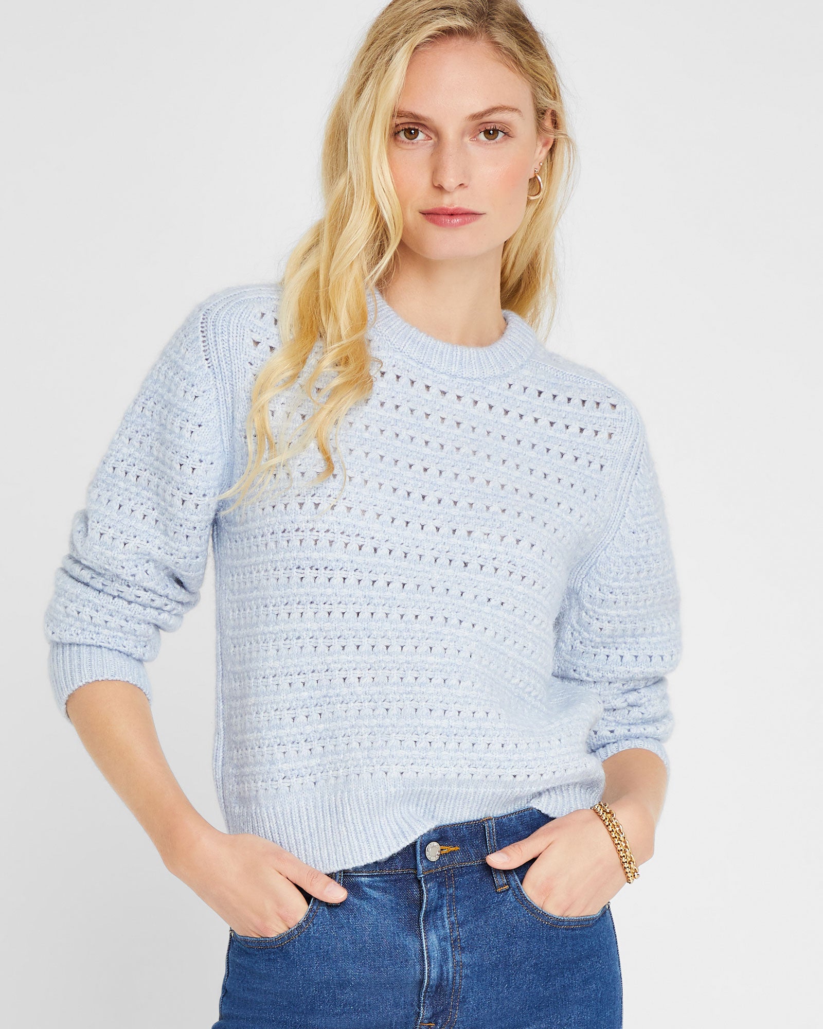 CLUB MONACO - Chandail ras du cou maille texturée - Bleu