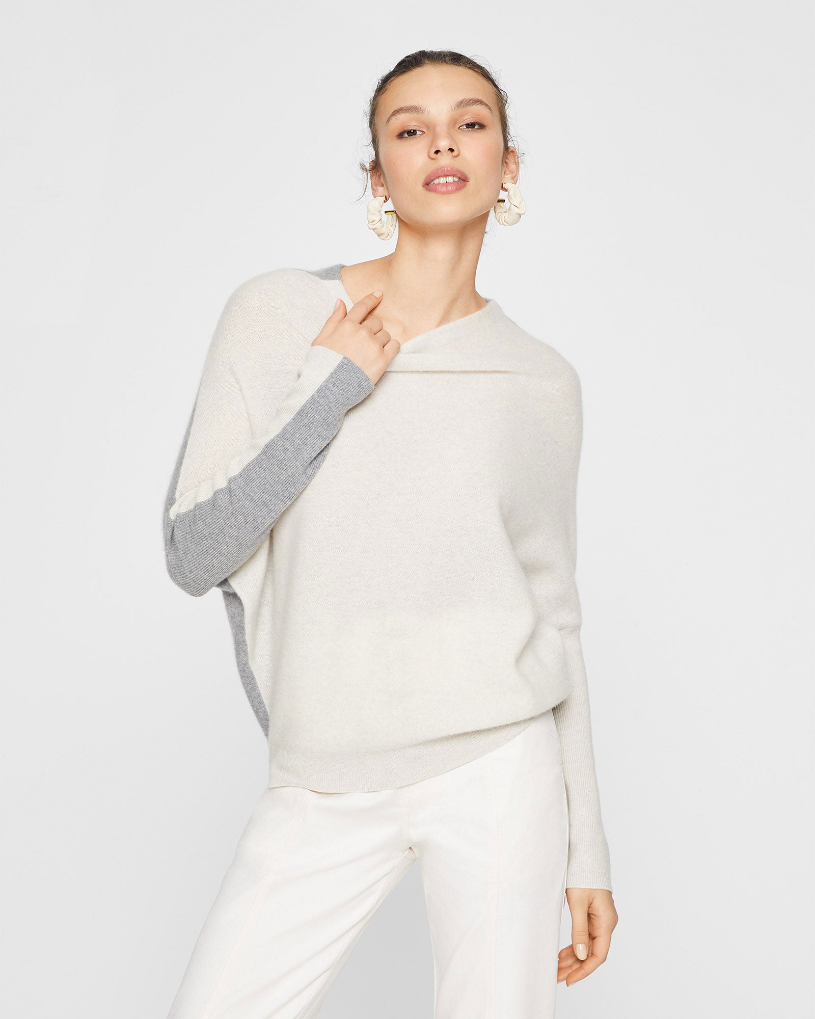 CLUB MONACO - Boiled Cashmere Dolman Sweater - Grey Mix