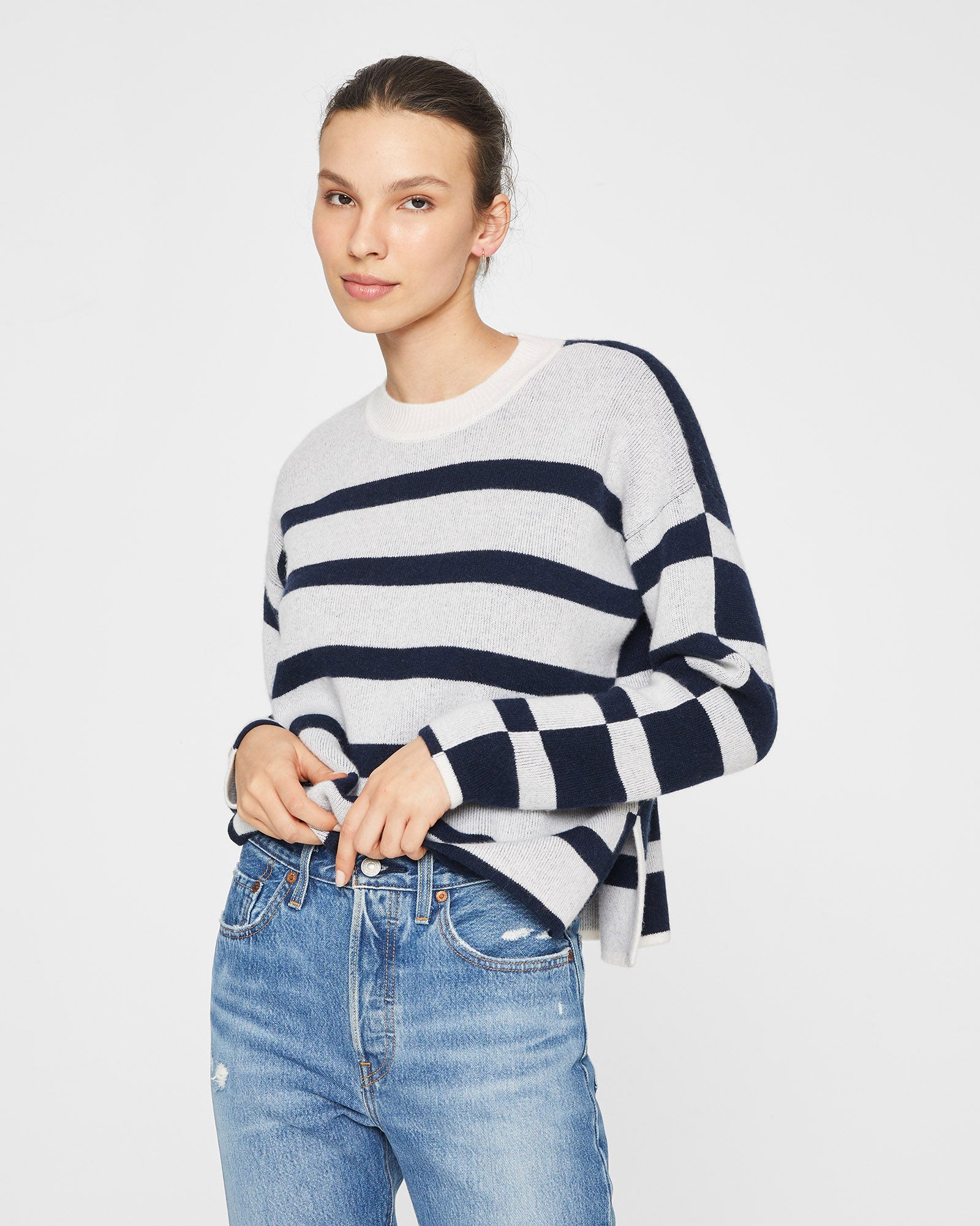 CLUB MONACO - Tricot double-face en cachemire - Blanc-noir