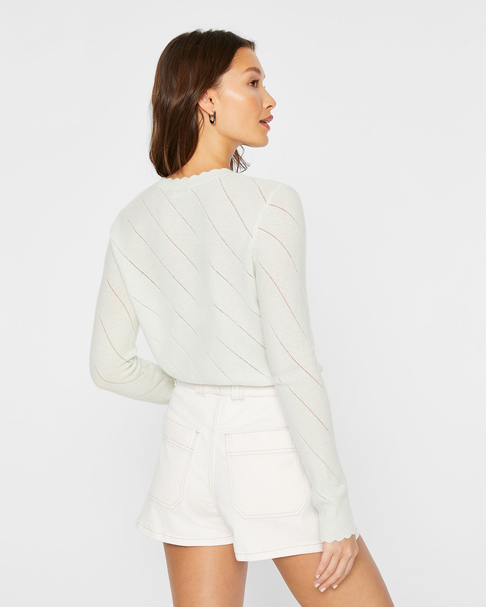 CLUB MONACO - Chandail festonné à motif ajouré - Sage