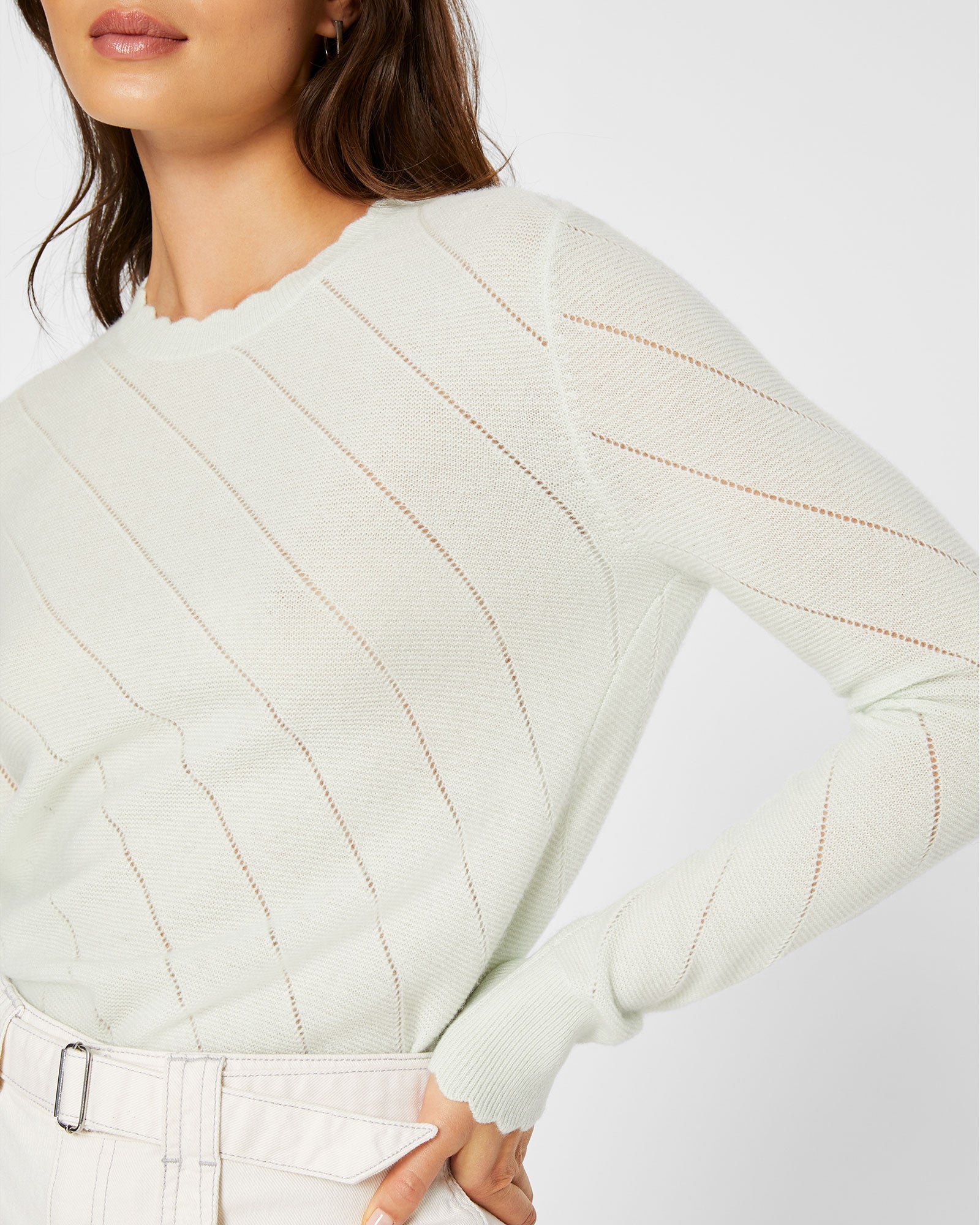 CLUB MONACO - Chandail festonné à motif ajouré - Sage