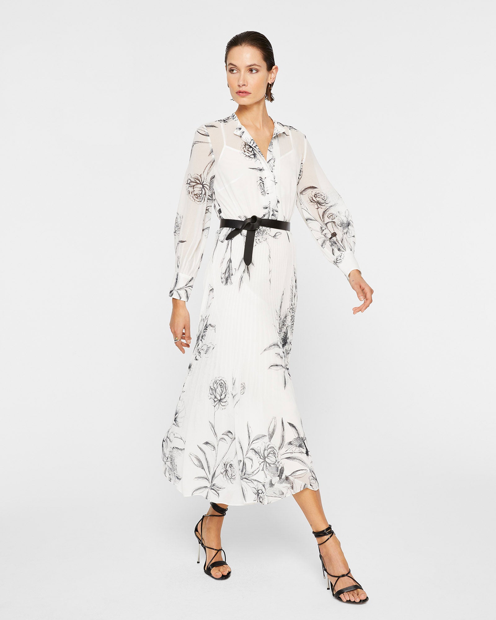 CLUB MONACO - Robe chemisier plissée - Multi