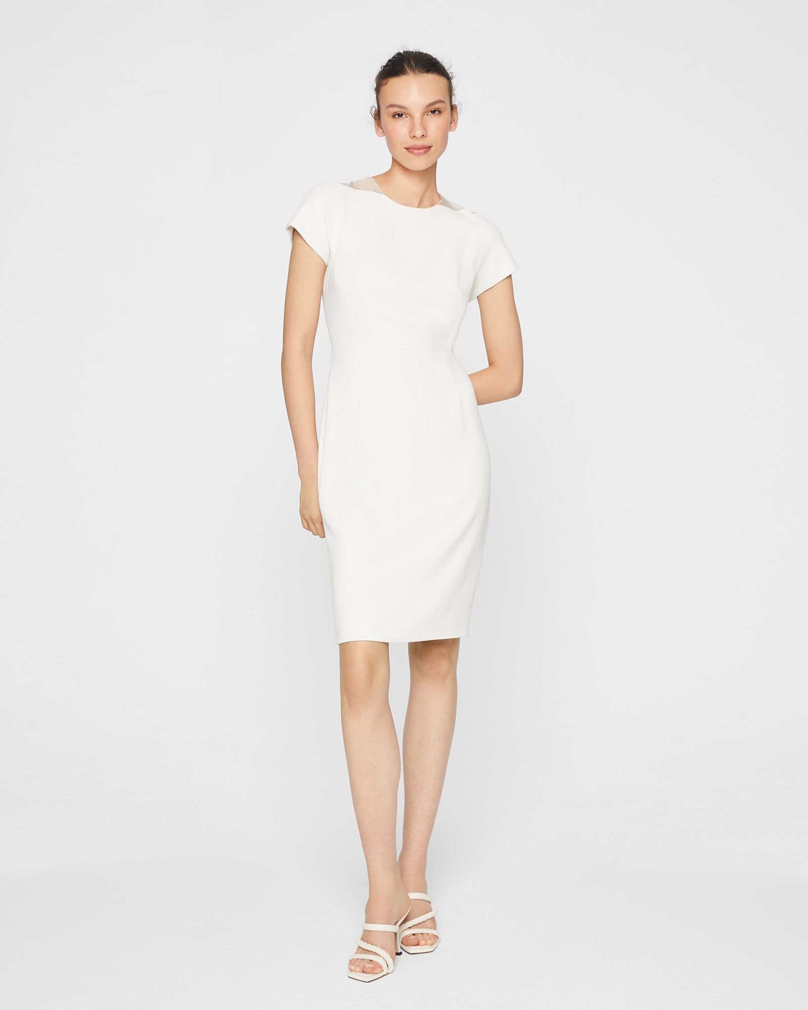 Women's Blanc De Blanc Sheer Detail Sheath Dress