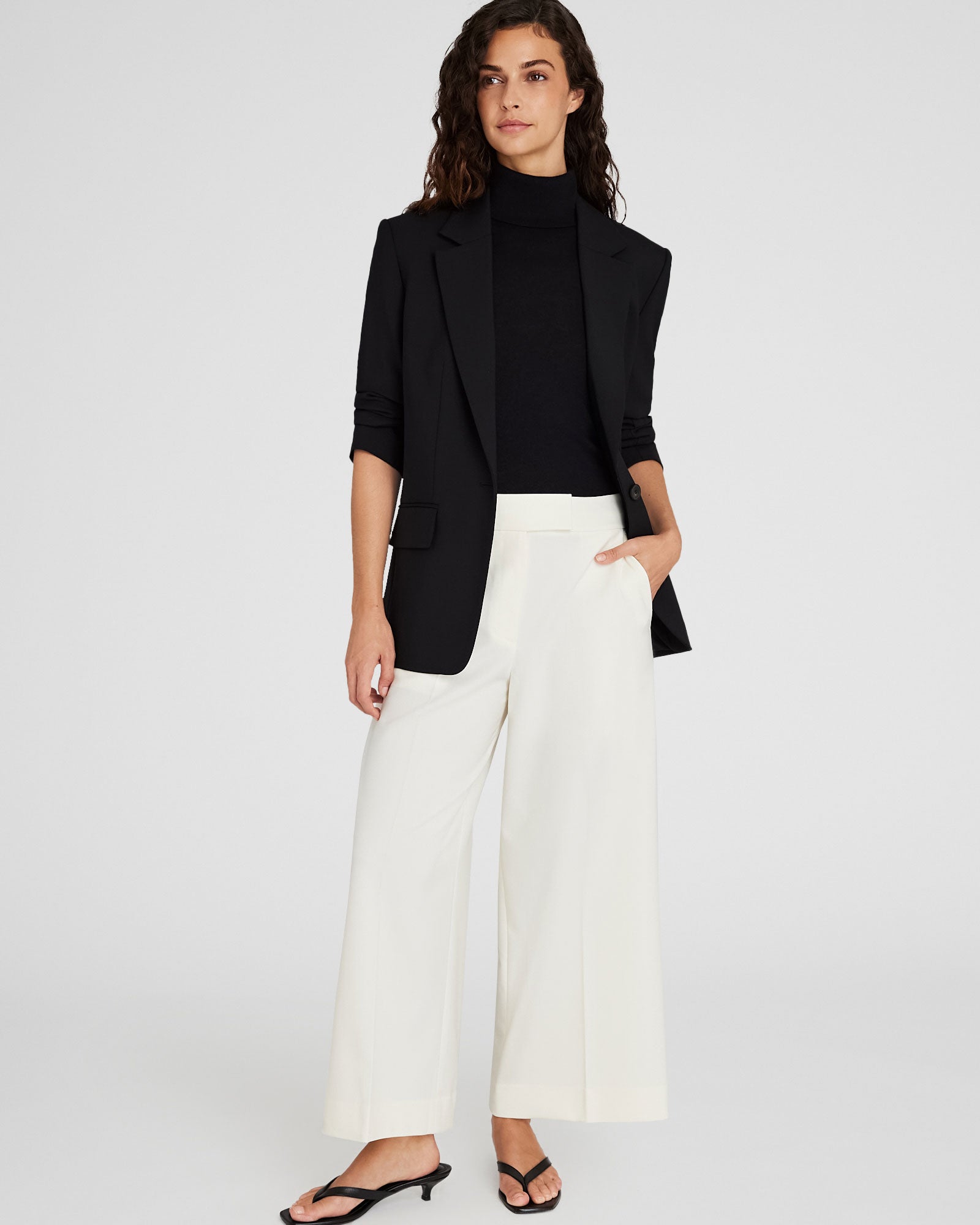 CLUB MONACO - Pantalon Borrem à jambes larges - Blanc