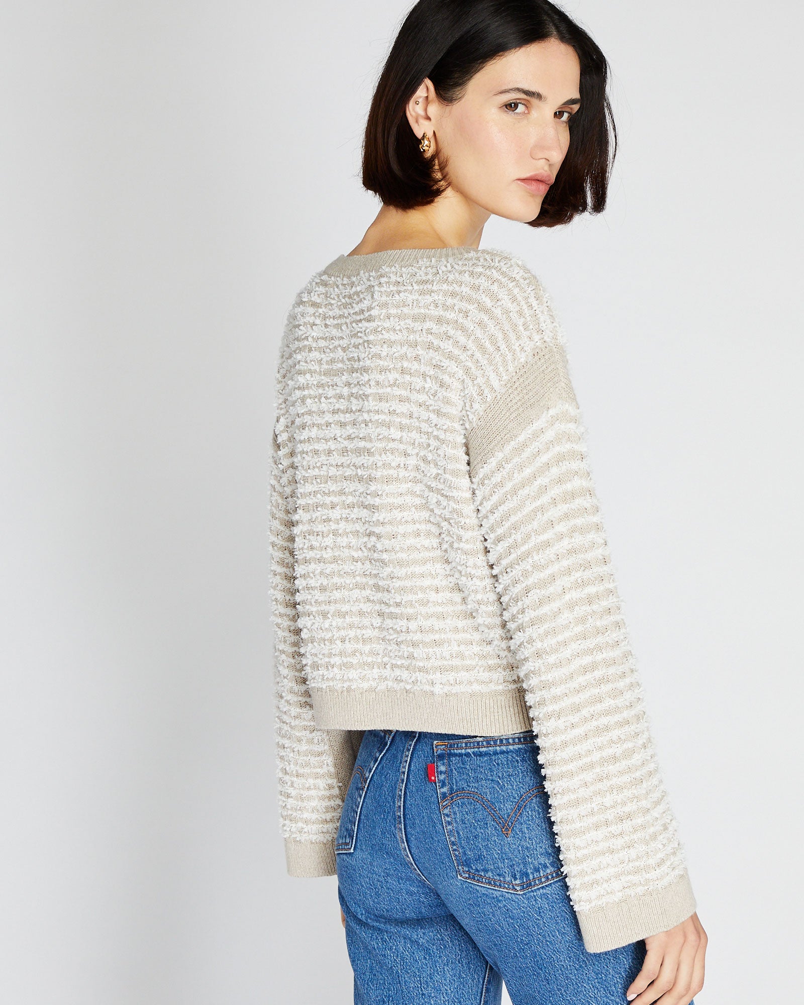 CLUB MONACO - Textured Stripe Sweater - Taupe