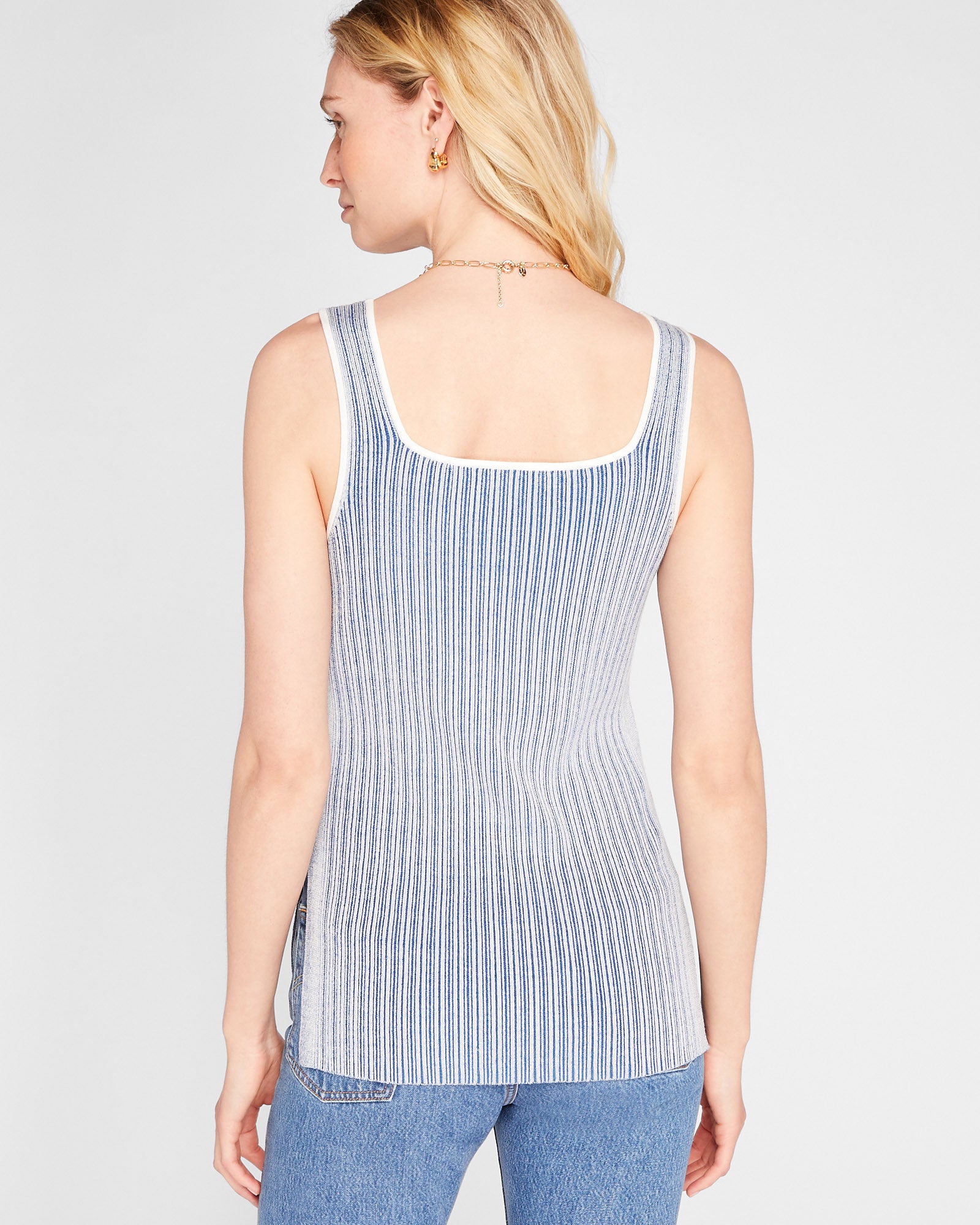 CLUB MONACO - Camisole à rayures et col carré - Rayures bleues/blanches
