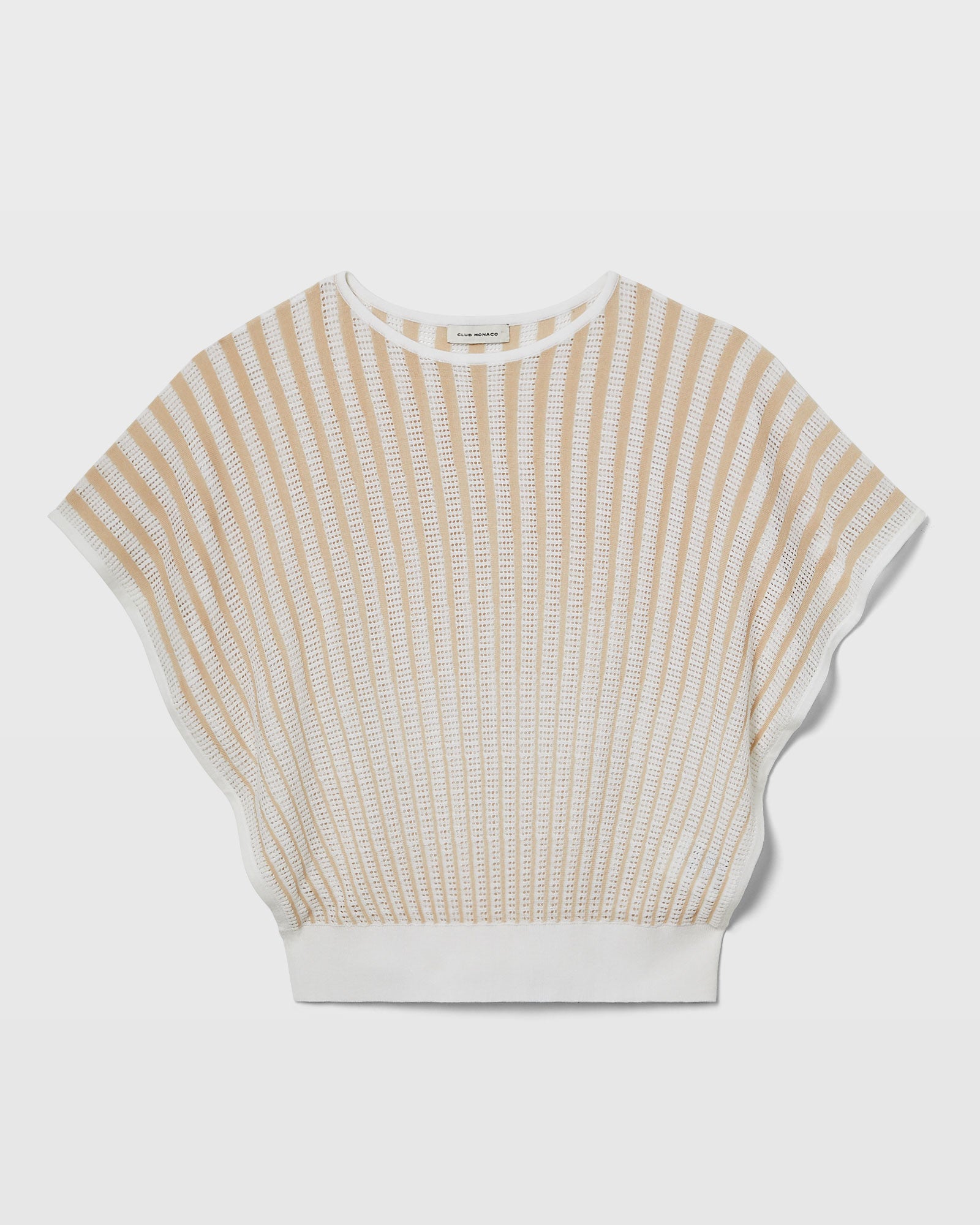CLUB MONACO - Novelty Pointelle Stripe Sweater - Beige Mix
