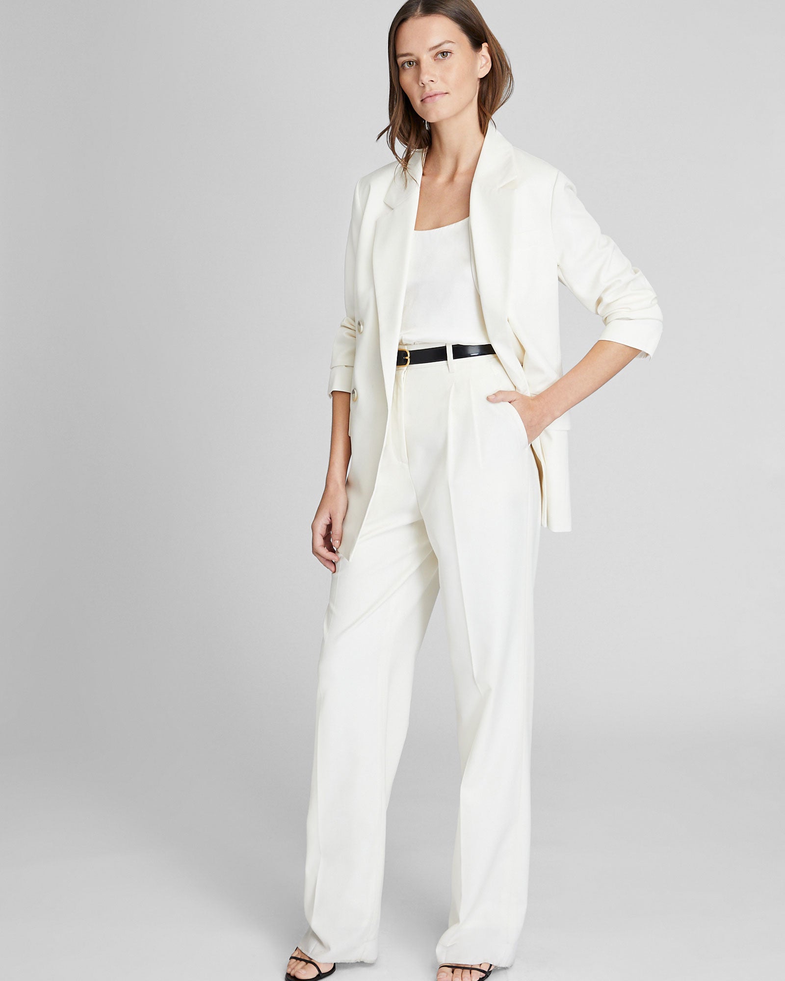 CLUB MONACO - Luxe Silk Scoop Neck Top - Natural