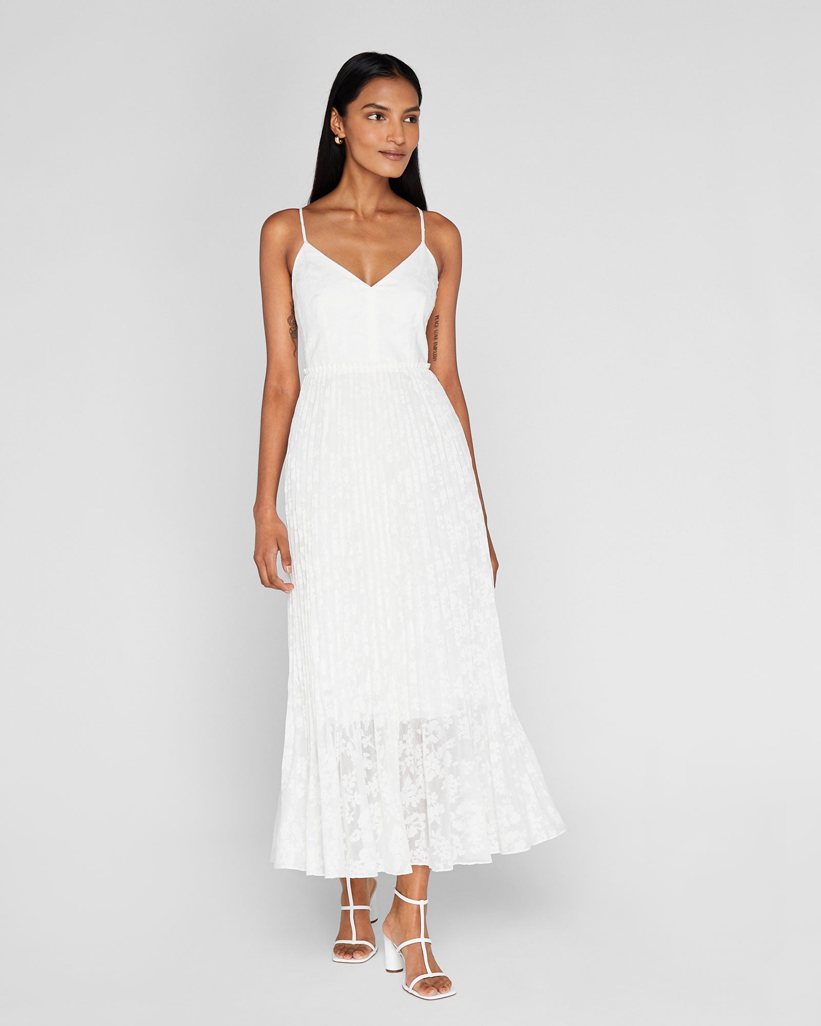 CLUB MONACO - Crinkle Pleat Midi Dress - White