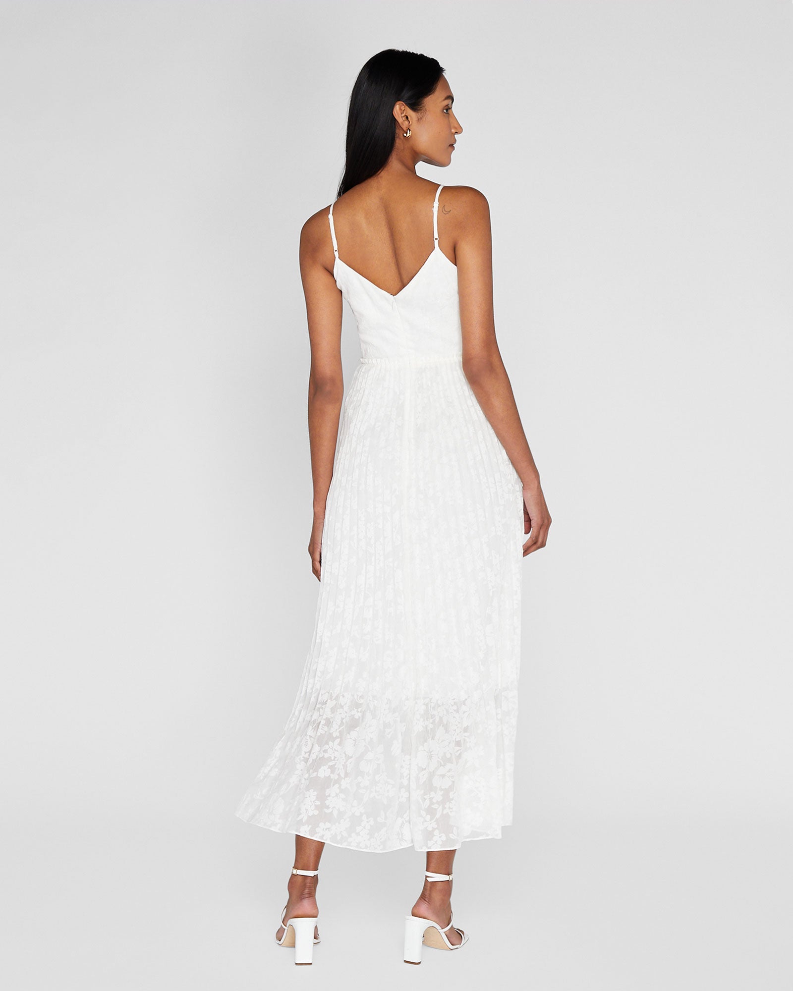 CLUB MONACO - Crinkle Pleat Midi Dress - White
