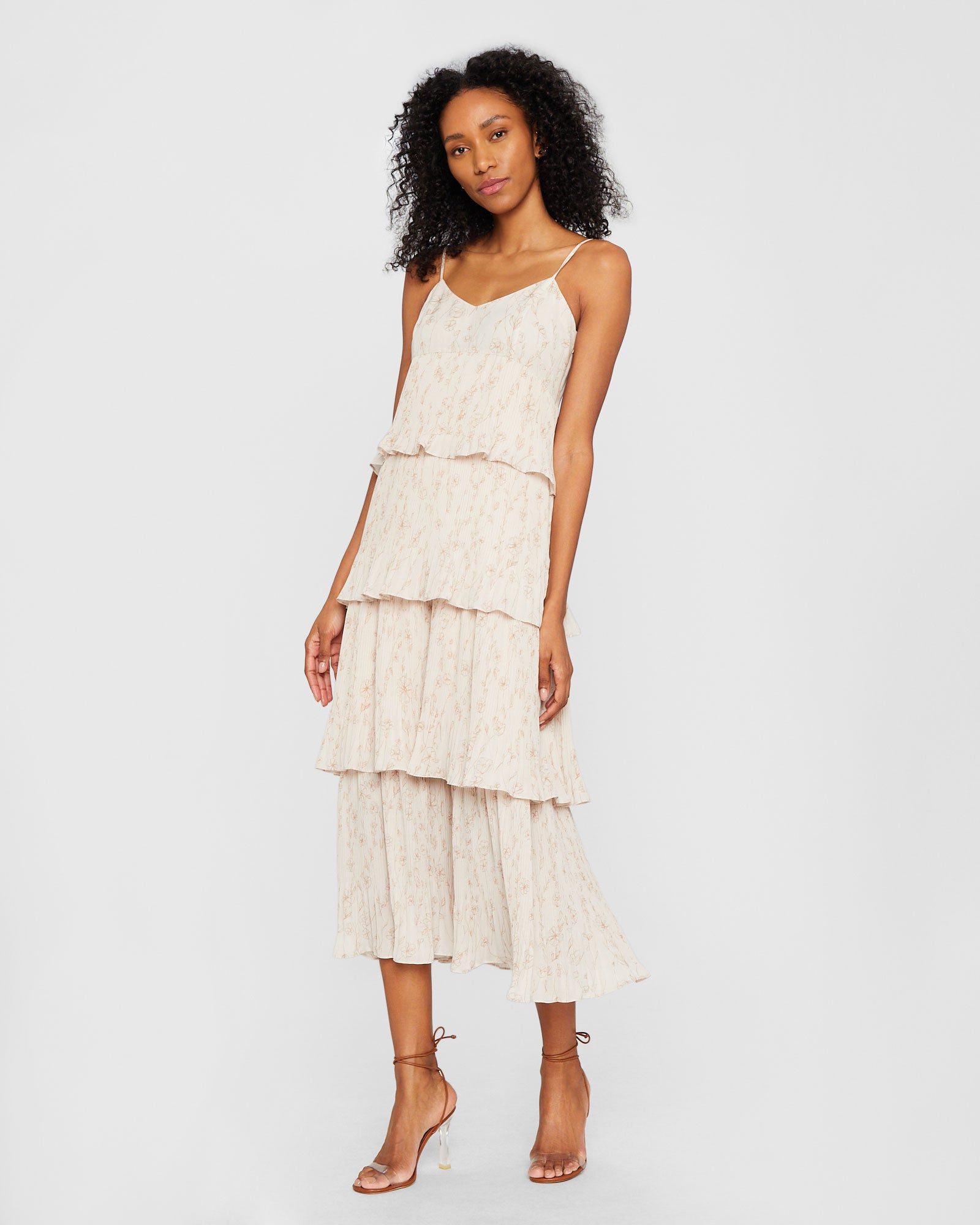 CLUB MONACO - Pleated Tiers Occasion Dress - Plaid - Black