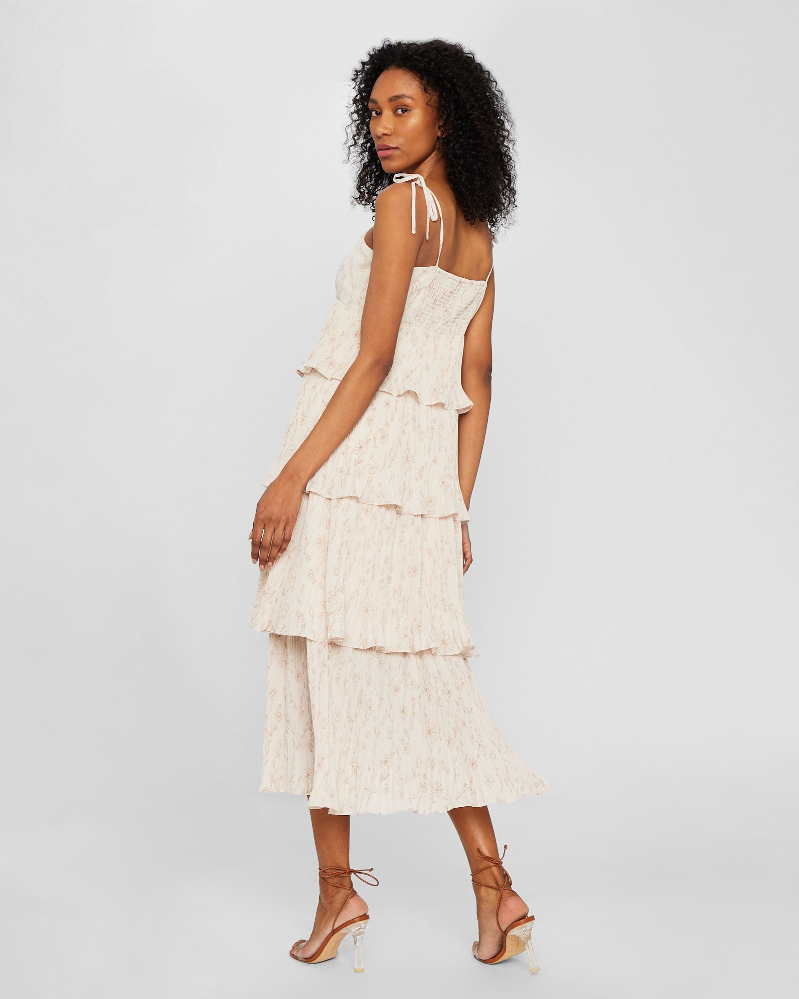 CLUB MONACO - Pleated Tiers Occasion Dress - Plaid - Black