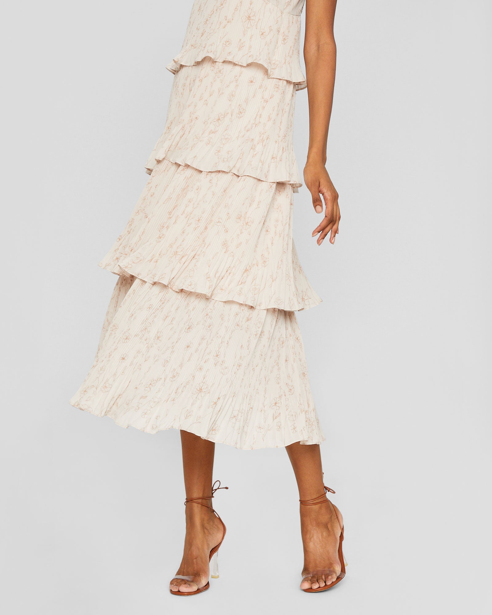 CLUB MONACO - Pleated Tiers Occasion Dress - Plaid - Black