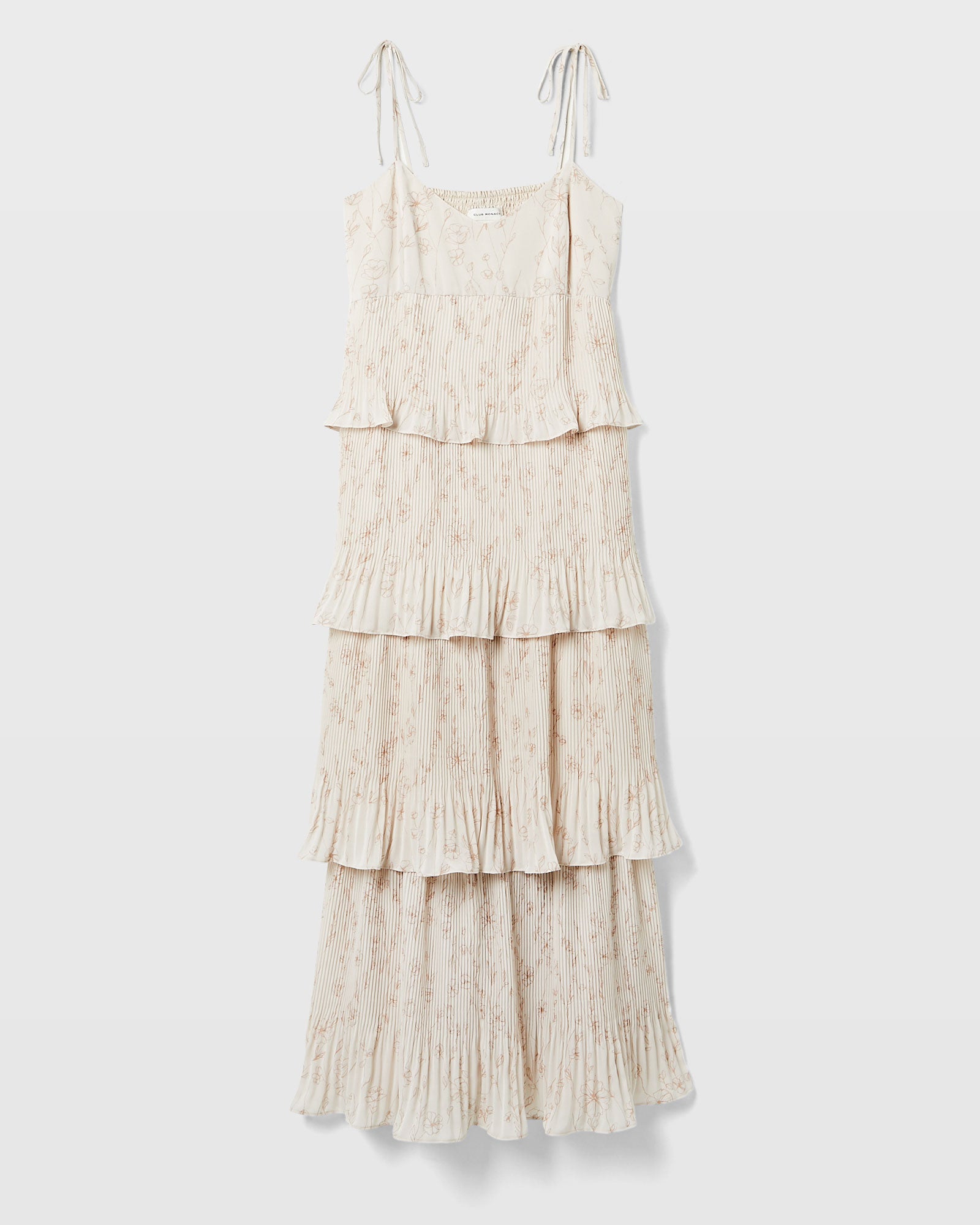CLUB MONACO - Pleated Tiers Occasion Dress - Plaid - Black