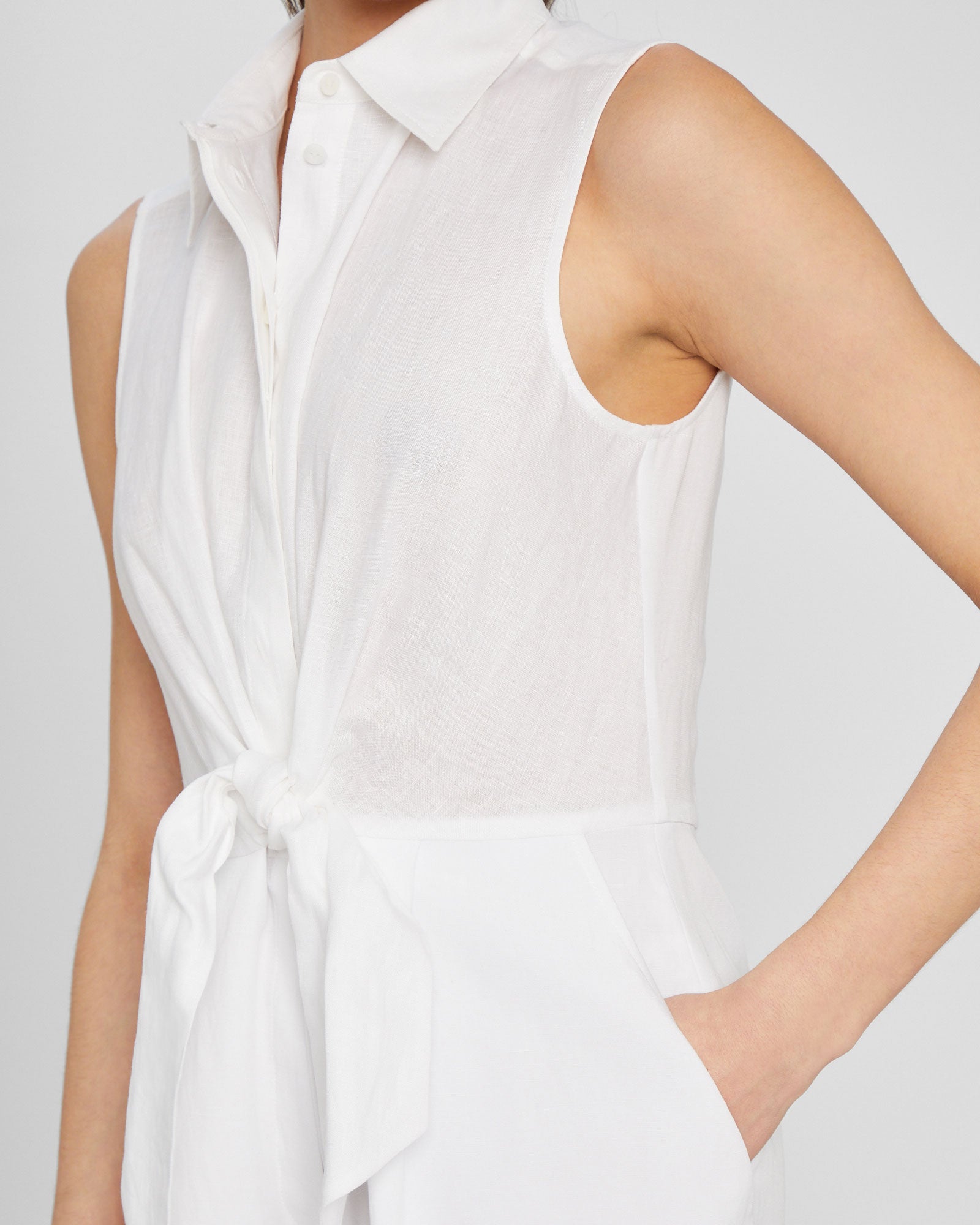 CLUB MONACO - Combishort en mélange de lin - Blanc