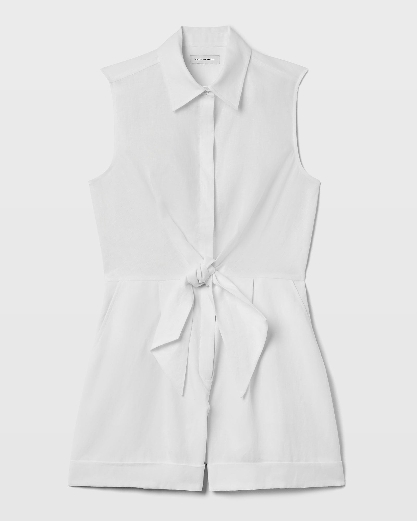 CLUB MONACO - Combishort en mélange de lin - Blanc