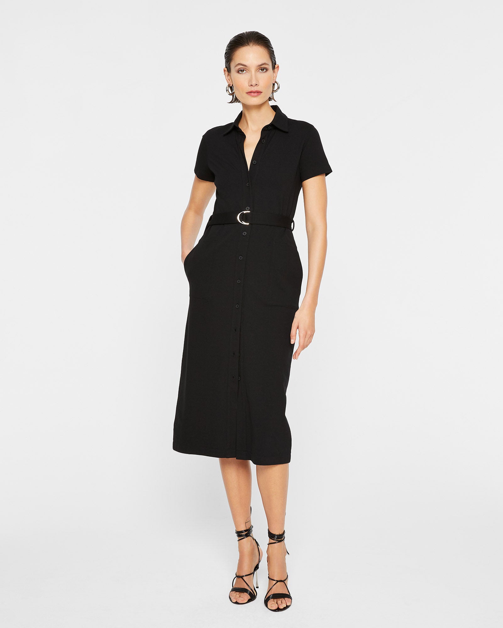 CLUB MONACO - Robe longue en tricot point de Rome - Marine